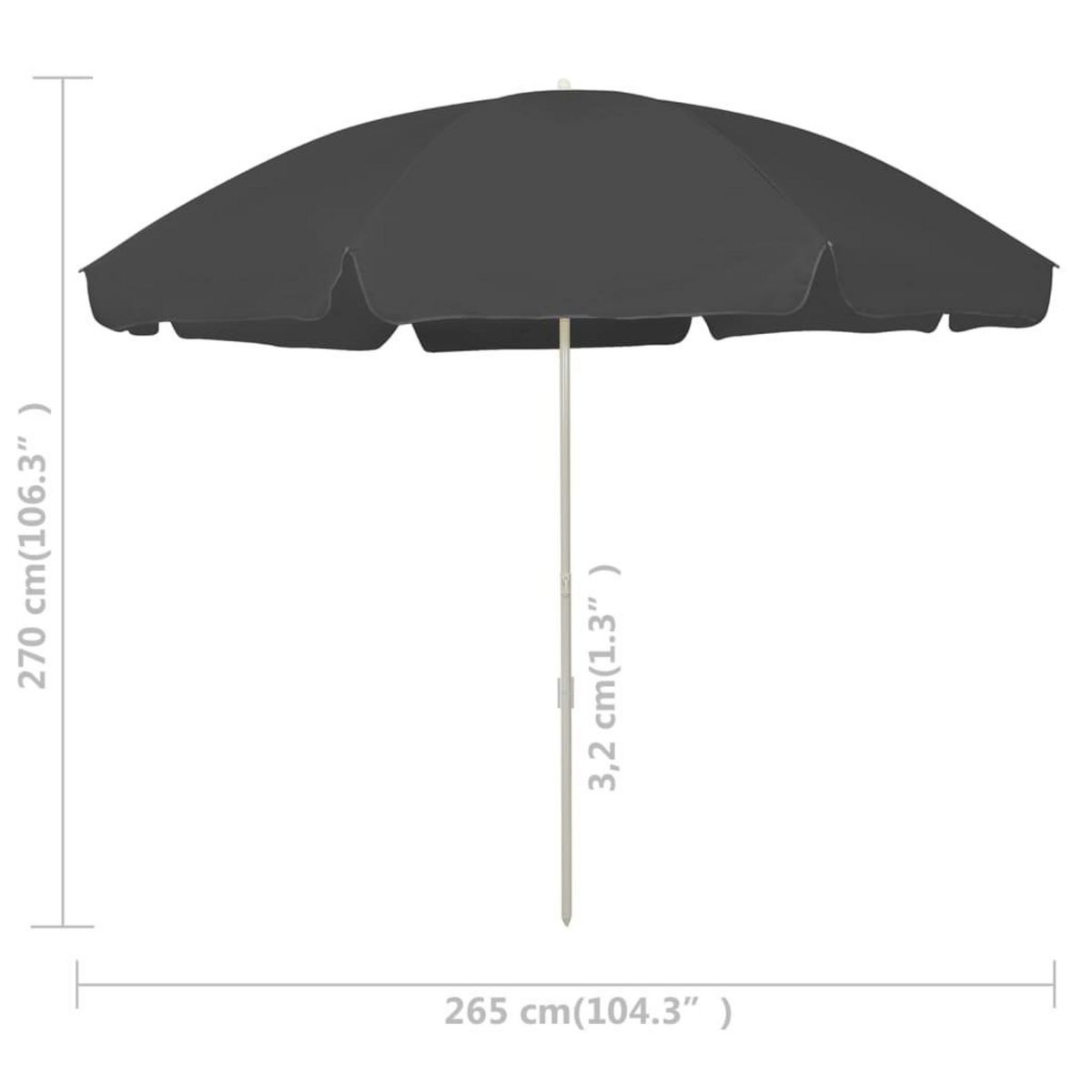 VIDAXL Parasol de plage anthracite 300 cm