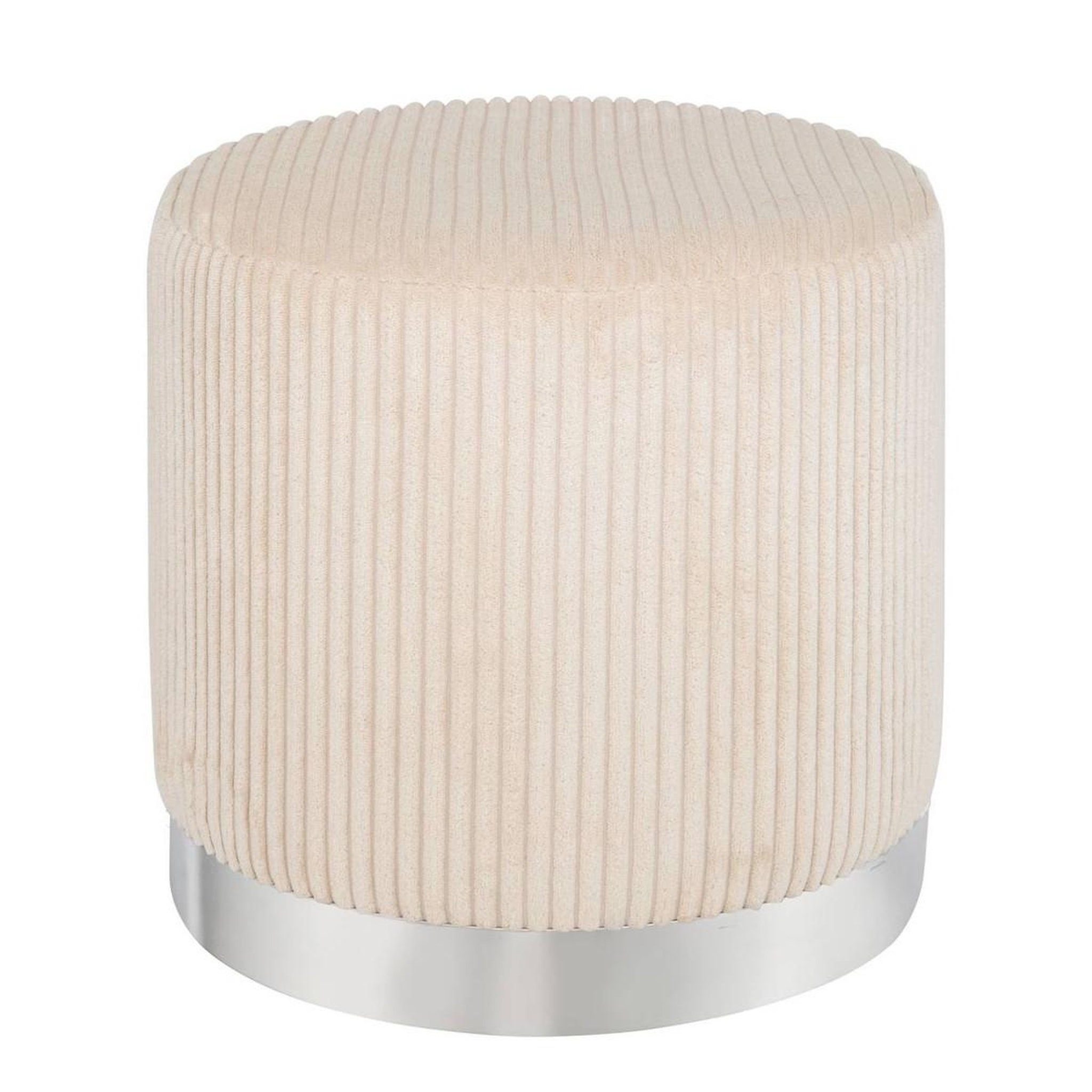 ATMOSPHERA Pouf en velours côtelé  sylia  38cm ivoire