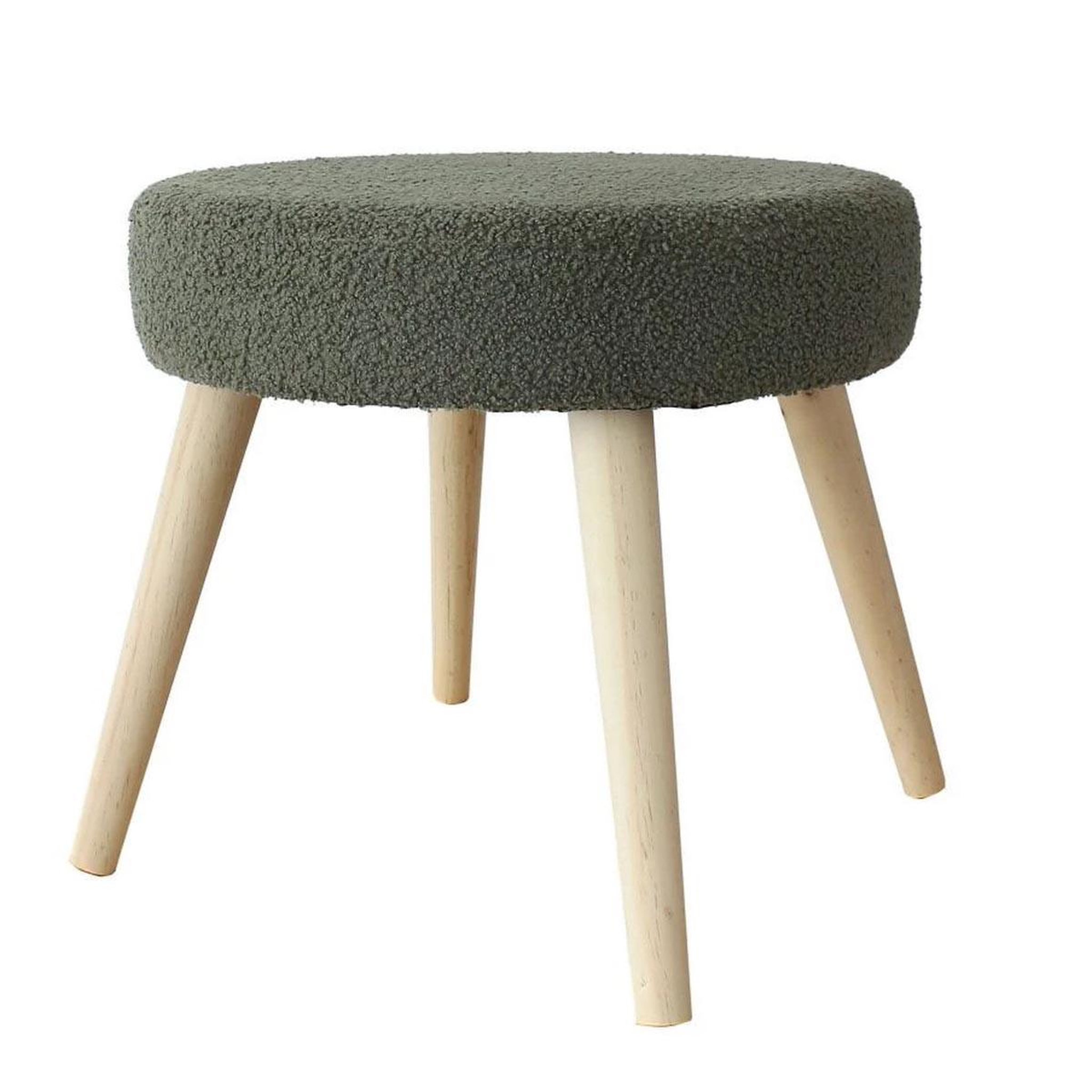 ENJOY HOME Tabouret rond en tissu bouclé  lodge  45cm vert argile