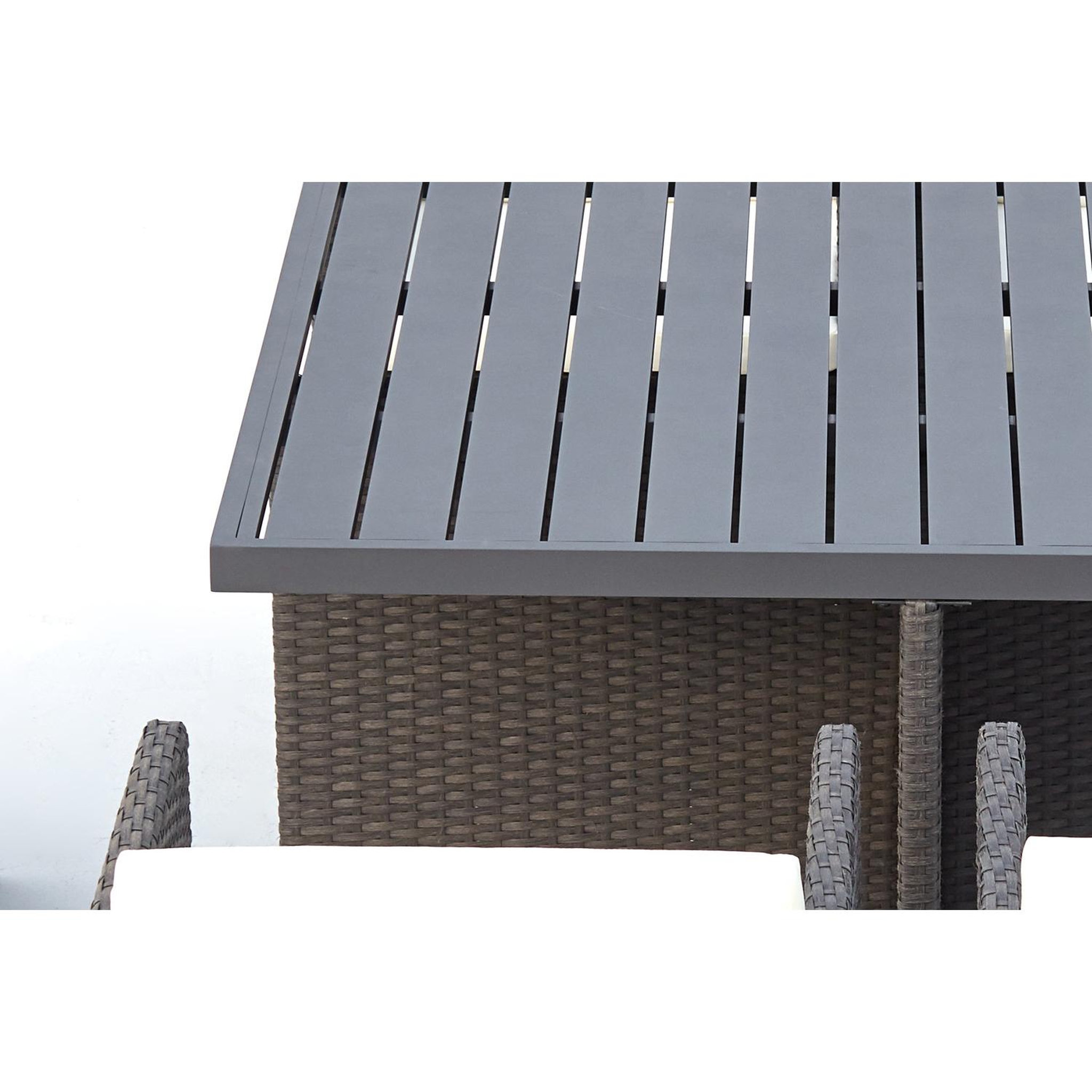 Voir la diapositive 5 : CONCEPT USINE Table et chaise 4 places encastrables alu résine gris-blanc sunset