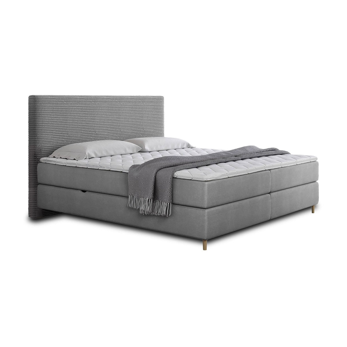 BEST MOBILIER Rafaela - lit boxspring - 140x200 - coffres et surmatelas inclus - en velours