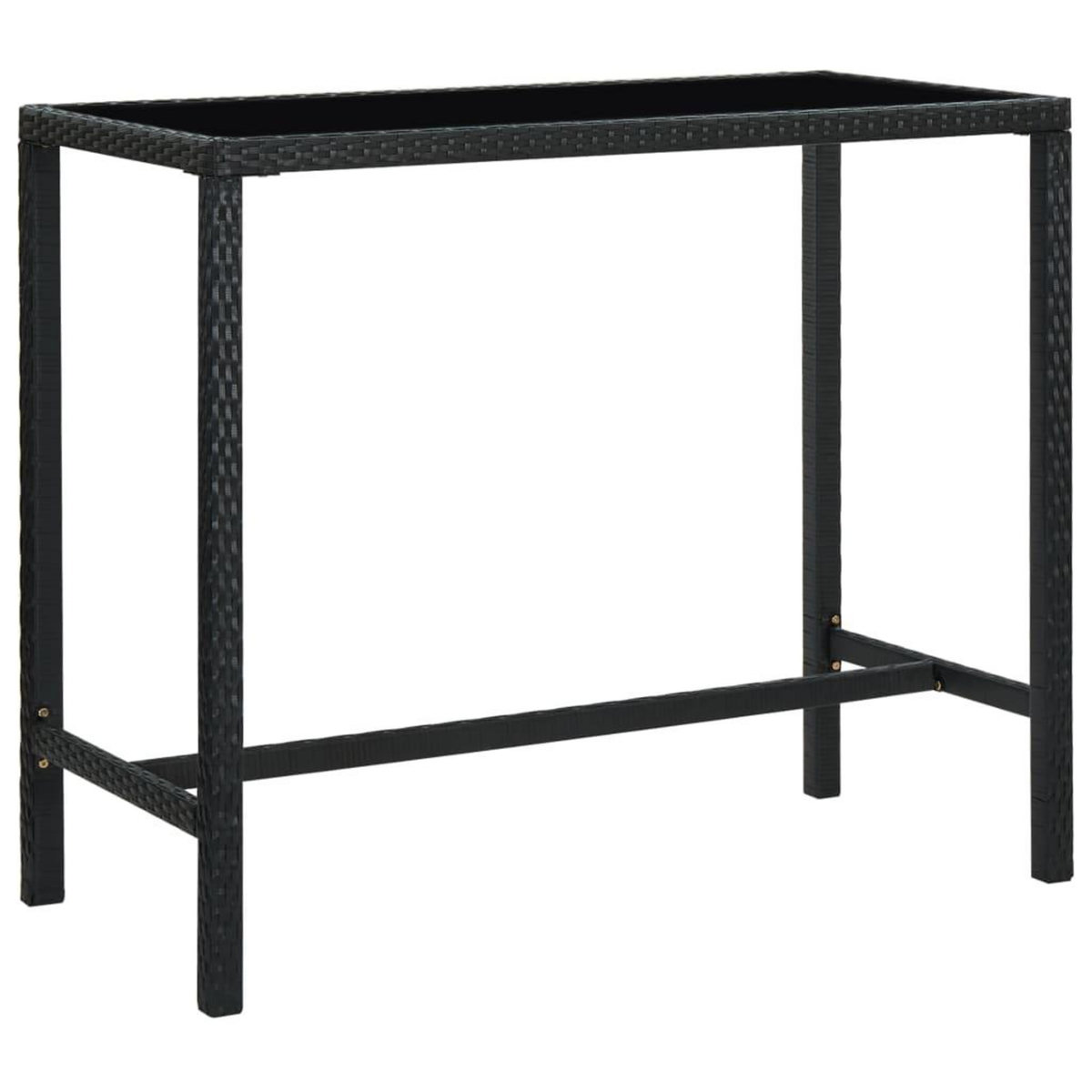 VIDAXL Table bar de jardin Noir 130x60x110 cm Resine tressee et verre