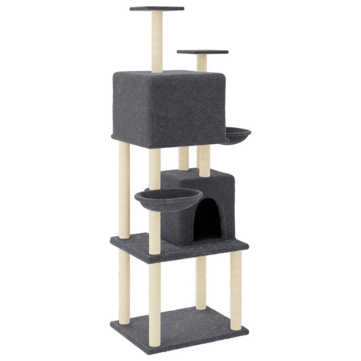 VIDAXL Arbre a chat avec griffoirs en sisal Gris fonce 180 cm