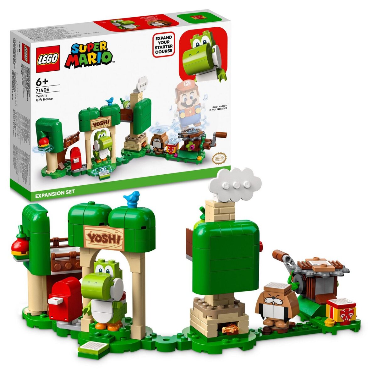 LEGO Super Mario 71406 Ensemble d&rsquo;Extension La Maison Cadeau de Yoshi, Jouet Construction