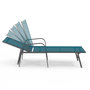 Voir la diapositive 3 : ID MARKET Lot de 2 transats de jardin inclinables FIDJI en acier gris anthracite et toile bleu canard