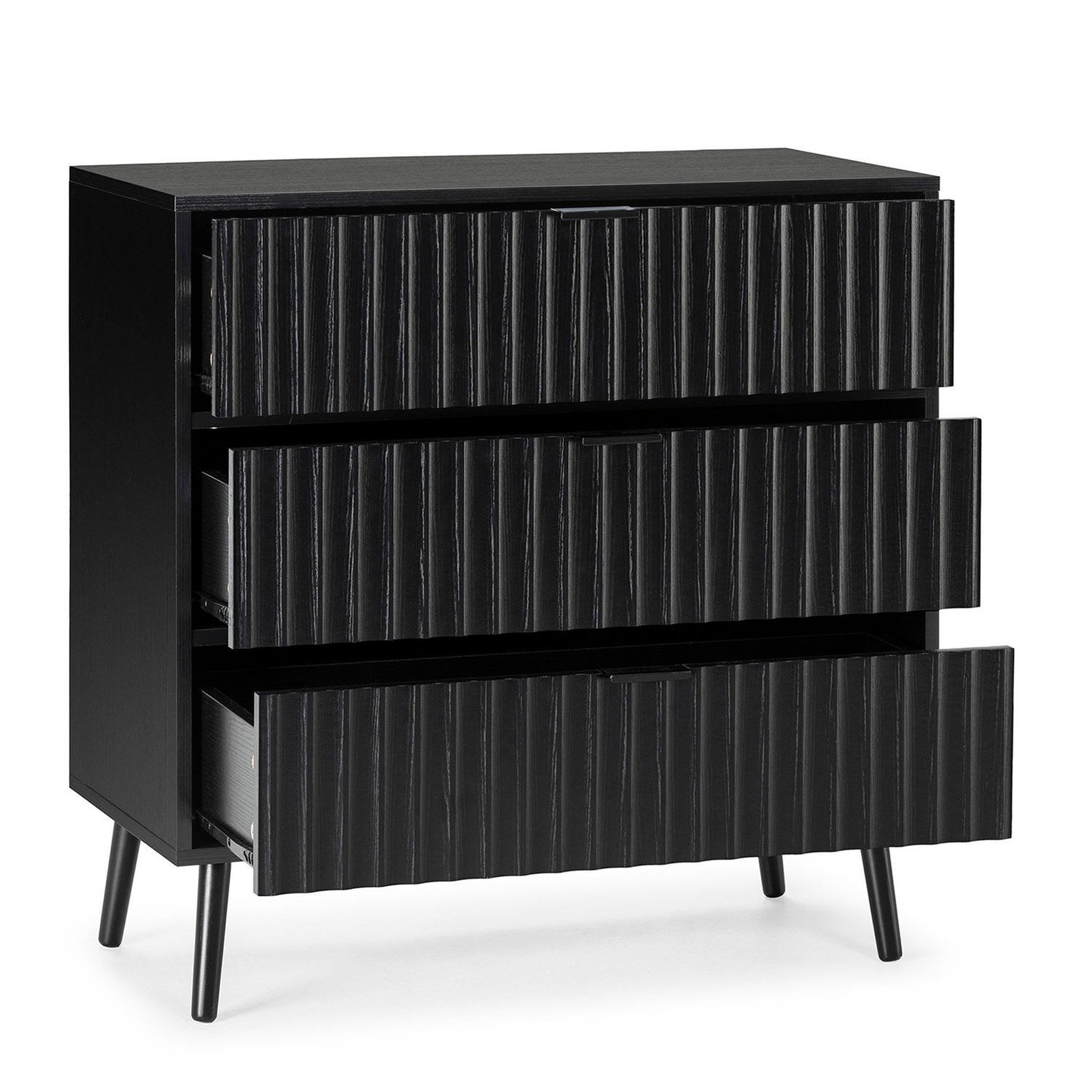 Voir la diapositive 3 : VS VENTA-STOCK Commode Lluvia 3 tiroirs couleur noir
