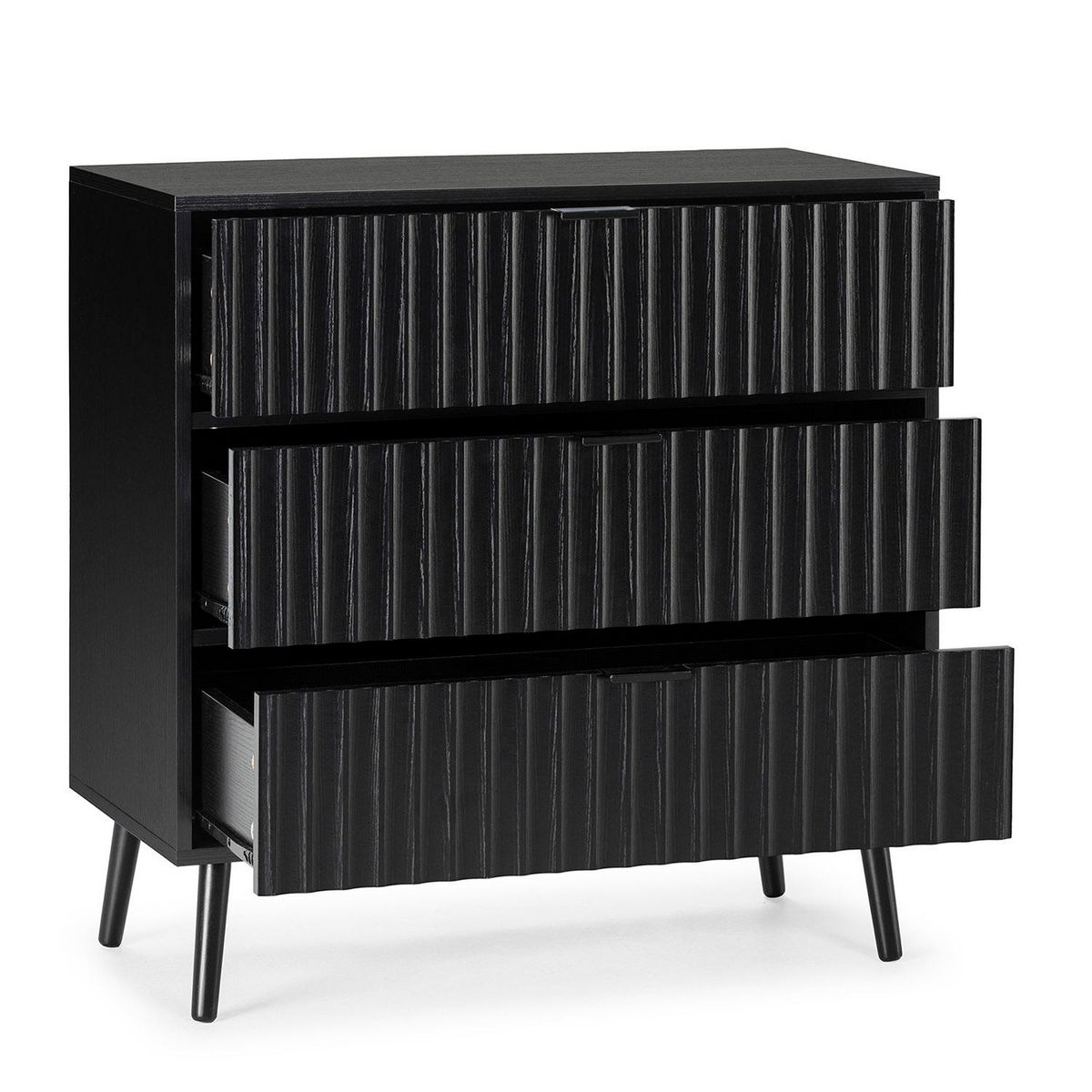 VS VENTA-STOCK Commode Lluvia 3 tiroirs couleur noir