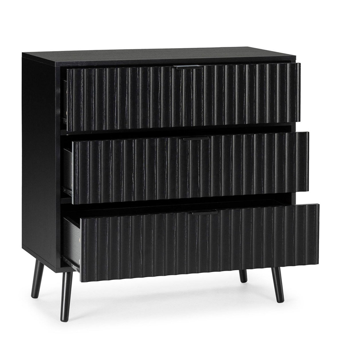 VS VENTA-STOCK Commode Lluvia 3 tiroirs couleur noir