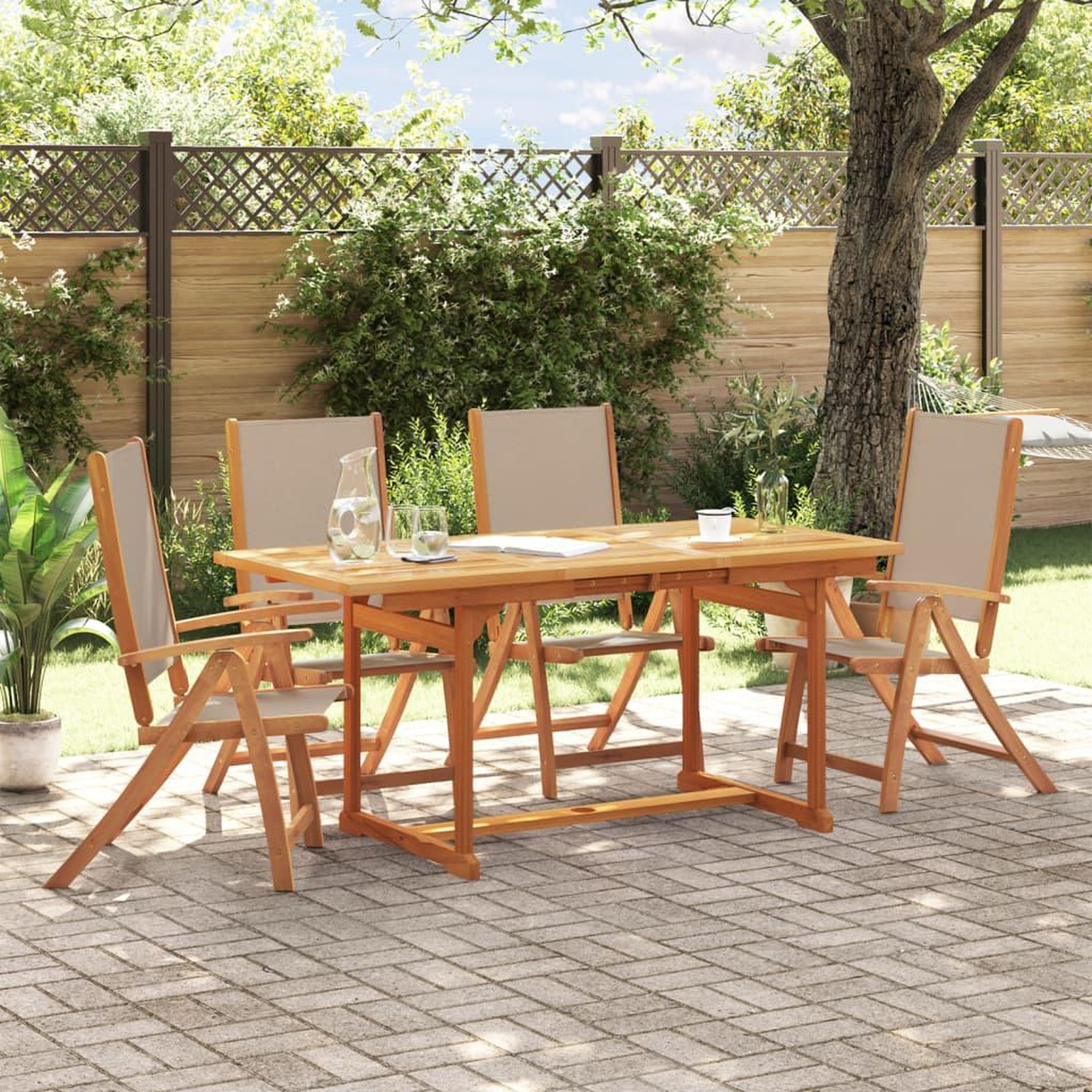 VIDAXL Ensemble a manger de jardin 5pcs bois d'acacia solide textilene