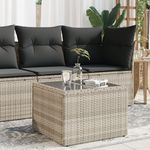 VIDAXL Table de jardin avec dessus en verre gris clair resine tressee