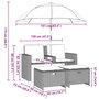 Voir la diapositive 6 : VIDAXL Canape de jardin 2 places et parasol et tabourets marron rotin