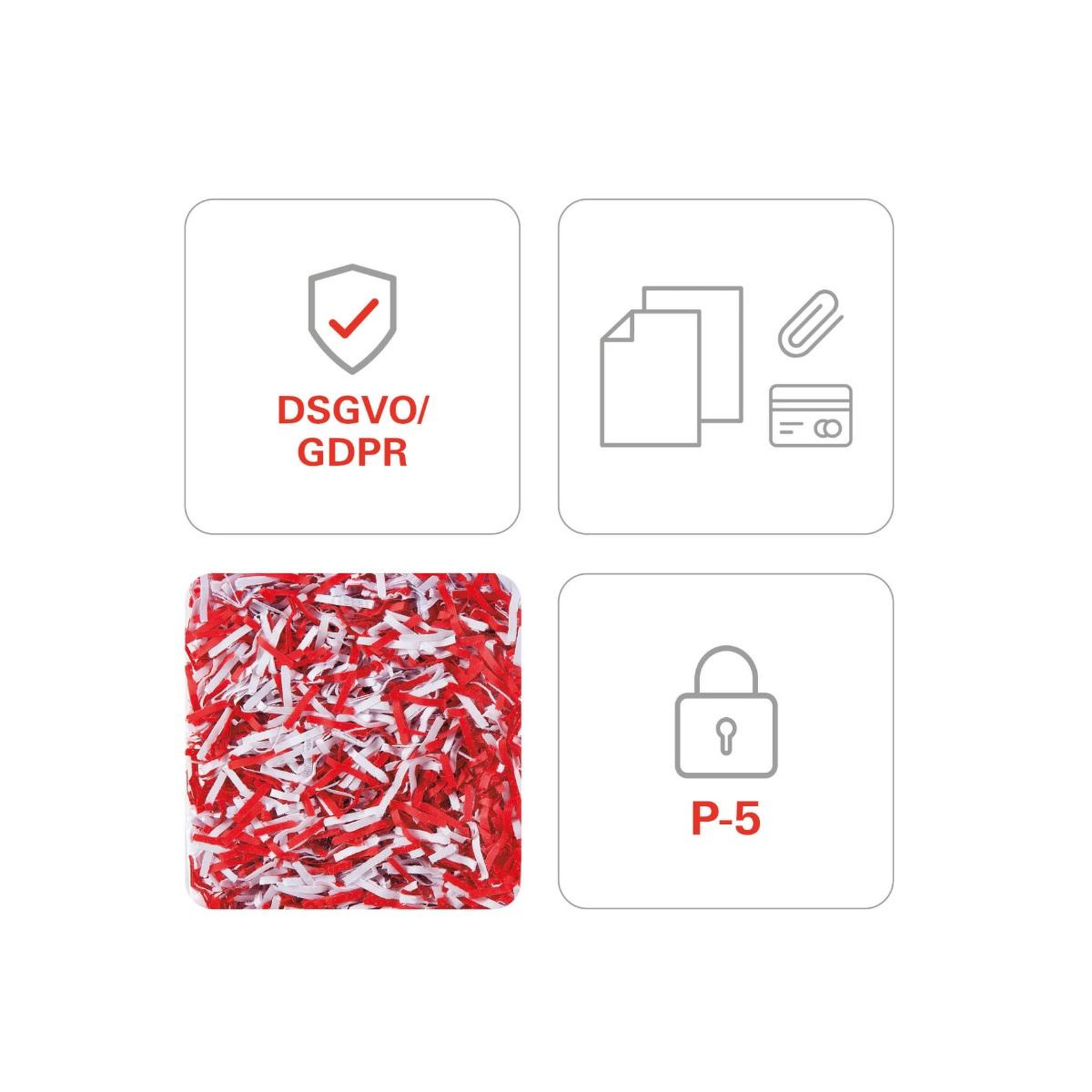 Voir la diapositive 5 : Hsm Destructeur de documents 6-7 feuilles coupe particules 1.9x15mm - 1912121