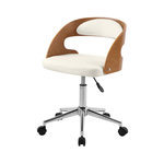 Rendez vous déco Chaise de bureau pivotante en bois et PU blanc-Louis