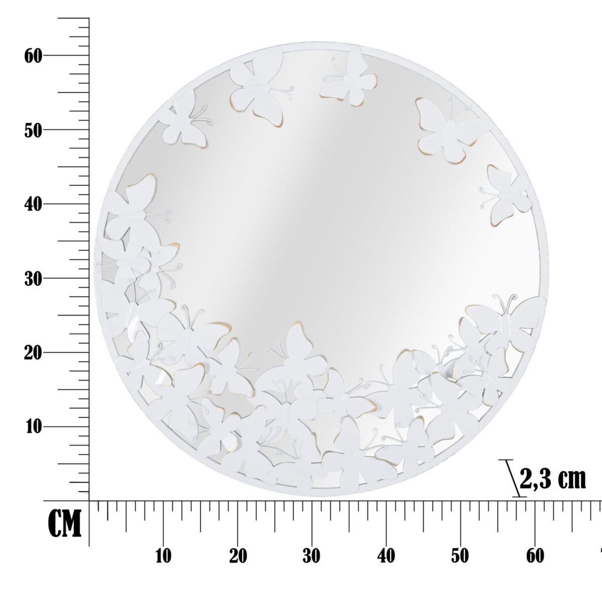 Voir la diapositive 6 : Paris Prix Miroir mural design  butterfly  62cm blanc