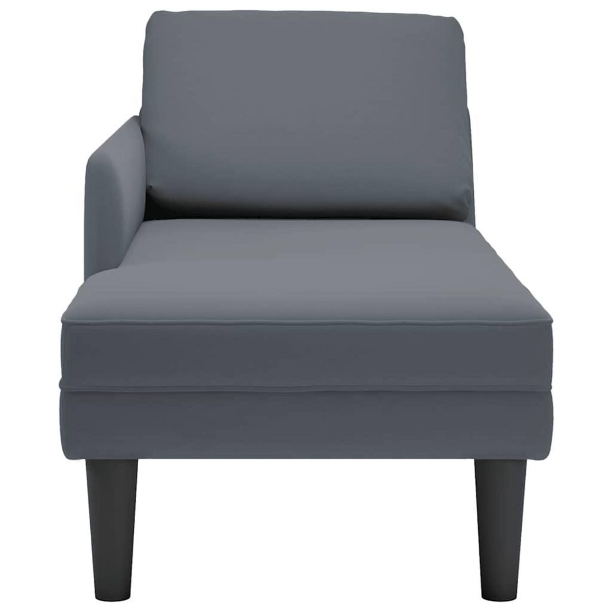 VIDAXL Fauteuil long et coussin et accoudoir droit gris fonce velours