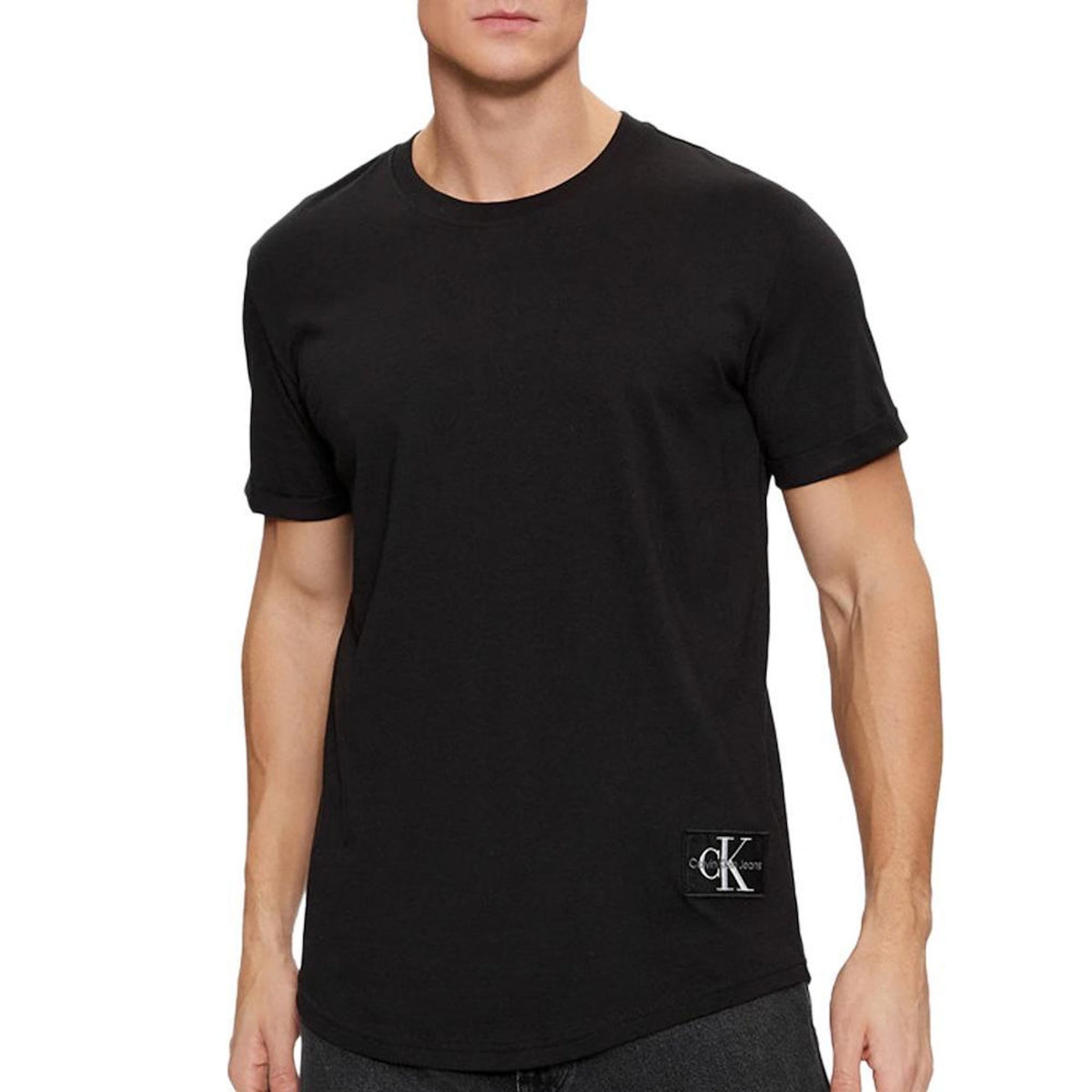 CALVIN KLEIN JEANS T-Shirt Noir Homme Calvin Klein Jeans Badge Turn Up Sleeve