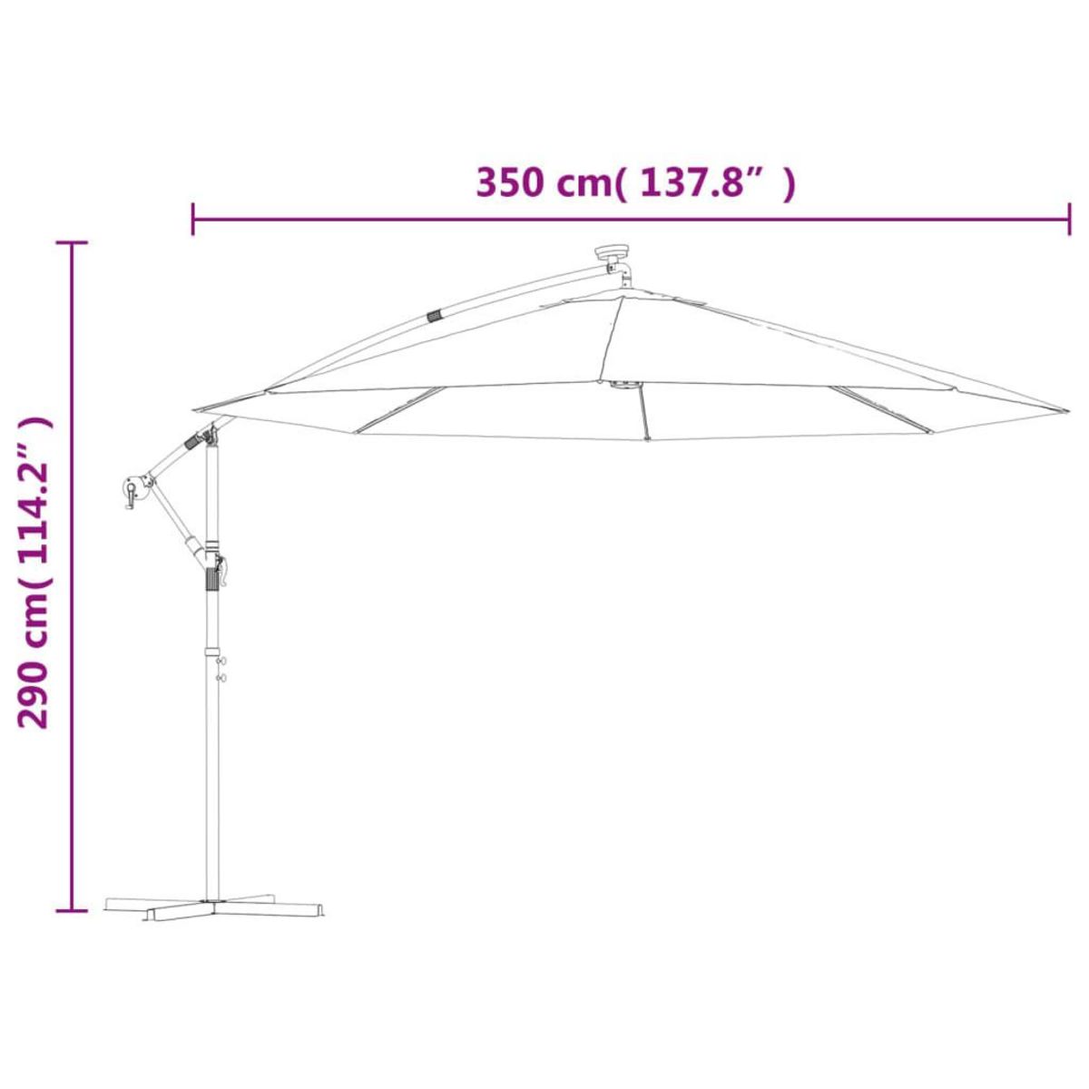 VIDAXL Parasol de jardin en porte-a-feux et lumieres LED mat en metal