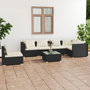 Voir la diapositive 1 : VIDAXL Salon de jardin 7 pcs avec coussins Resine tressee Noir