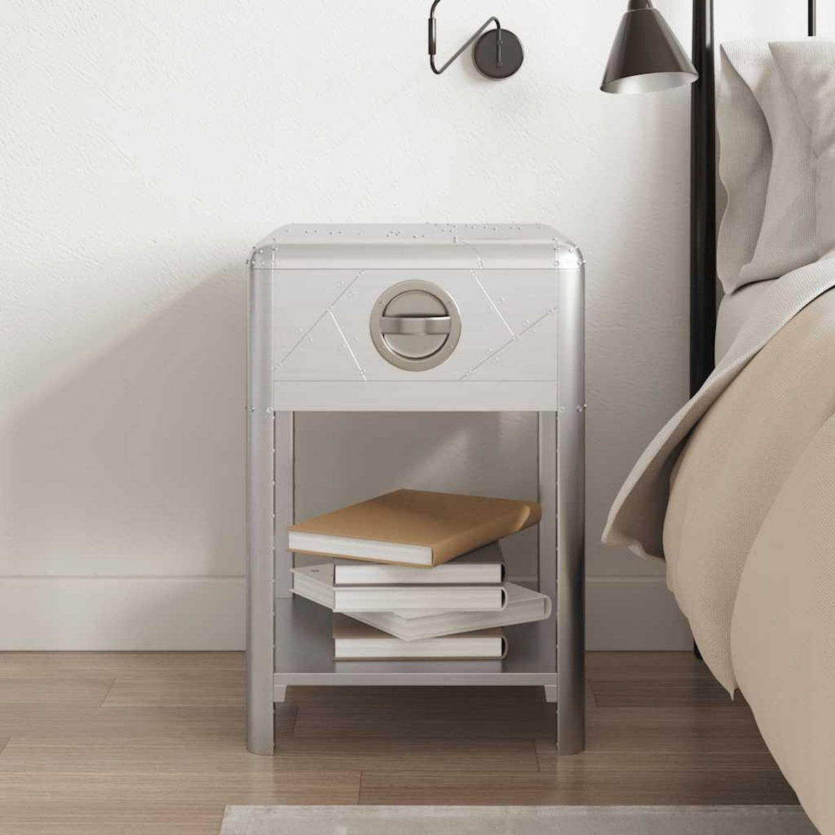 VIDAXL Table de coin avec 1 tiroir vintage Style d'aviation