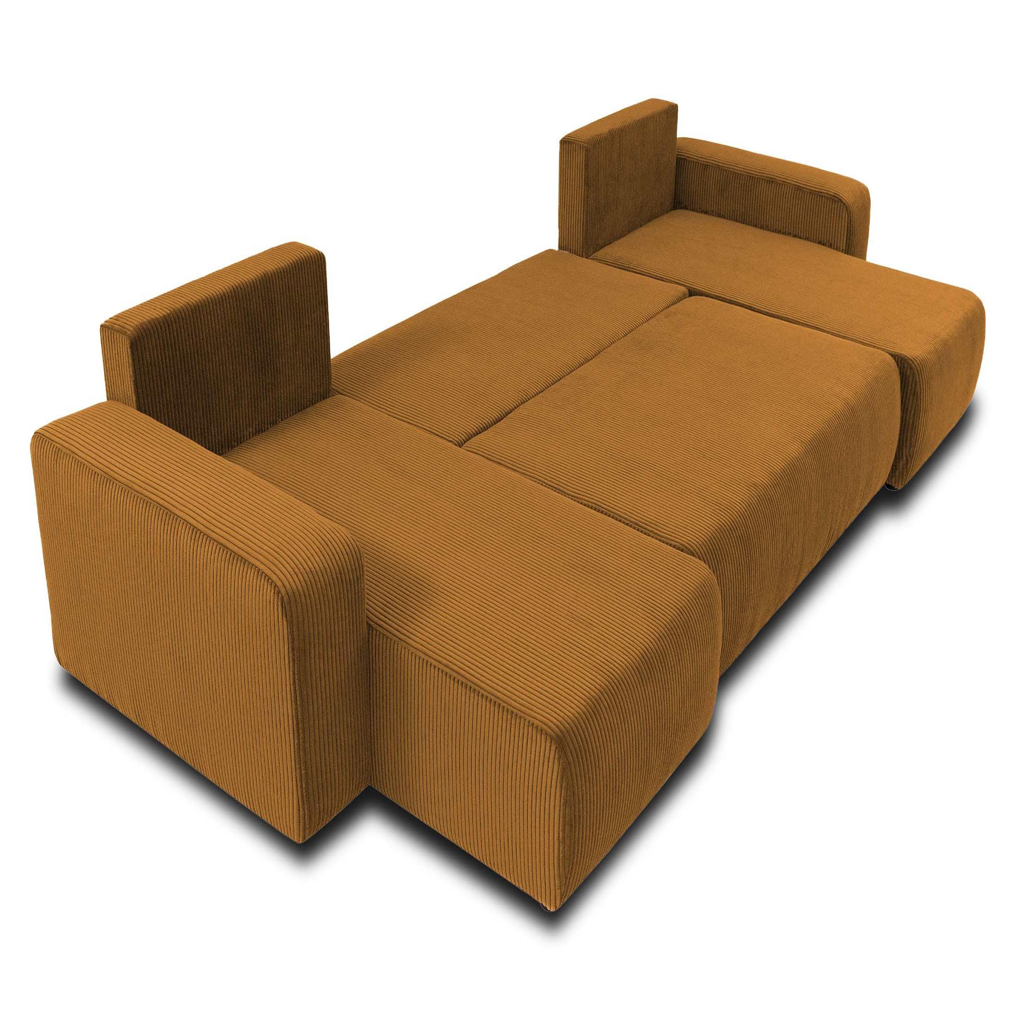 Voir la diapositive 3 : BEST MOBILIER Artemisa - canapé panoramique en u - 7 places - convertible avec coffre - en velours côtelé