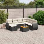 VIDAXL Salon de jardin 8 pcs avec coussins noir resine tressee
