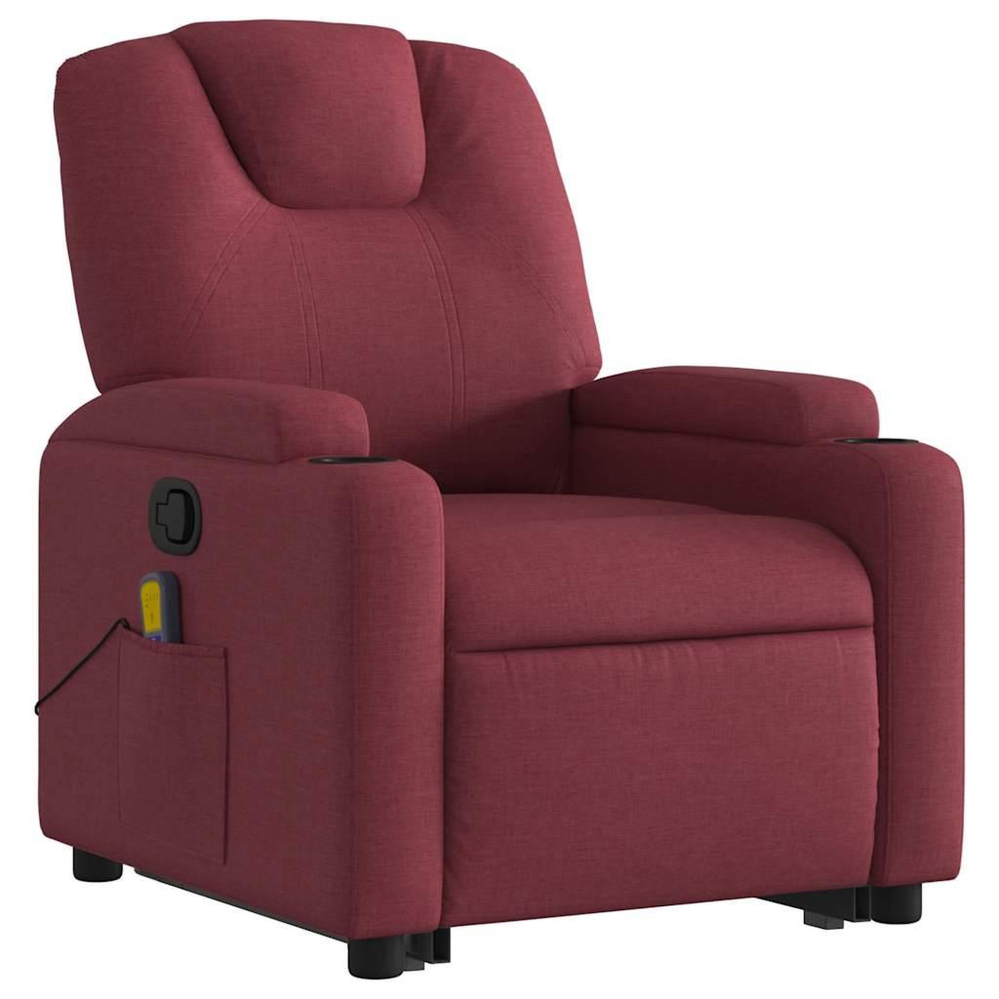 Voir la diapositive 4 : VIDAXL Fauteuil inclinable de massage Rouge bordeaux Tissu
