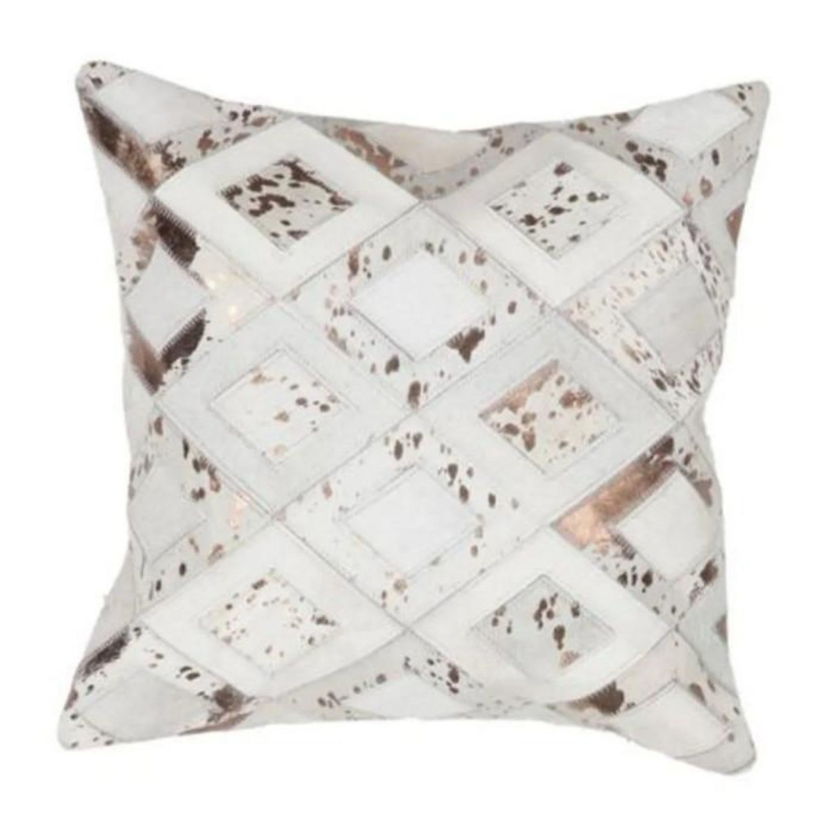 Paris Prix Coussin en Cuir  Spark  45x45cm Ivoire & Chrome