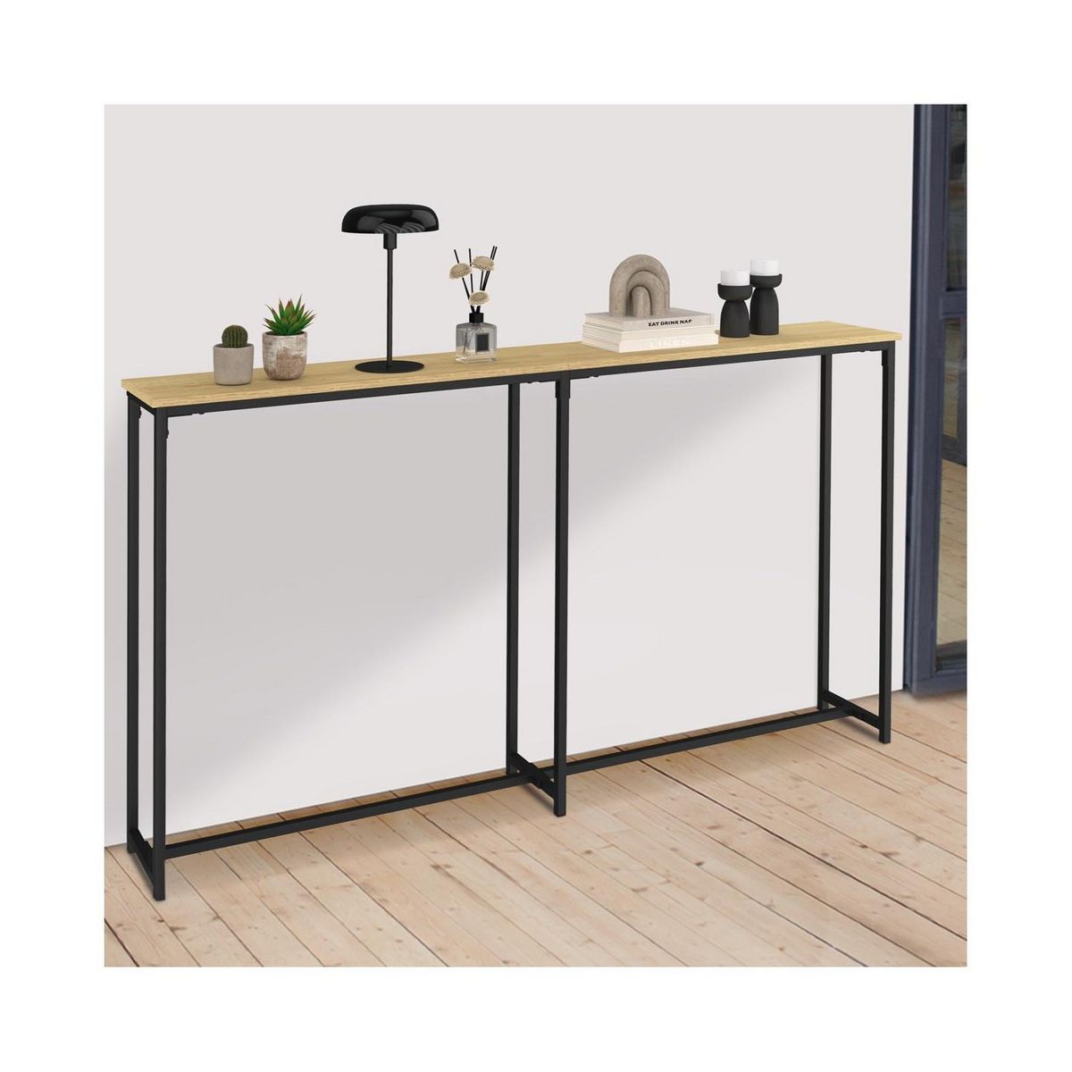 ID MARKET Console bout de canapé DETROIT table d'appoint gain de place design industriel