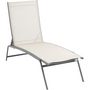 Voir la diapositive 1 : GARDENSTAR Bain de soleil 4 positions acier textilène blanc gris TULA
