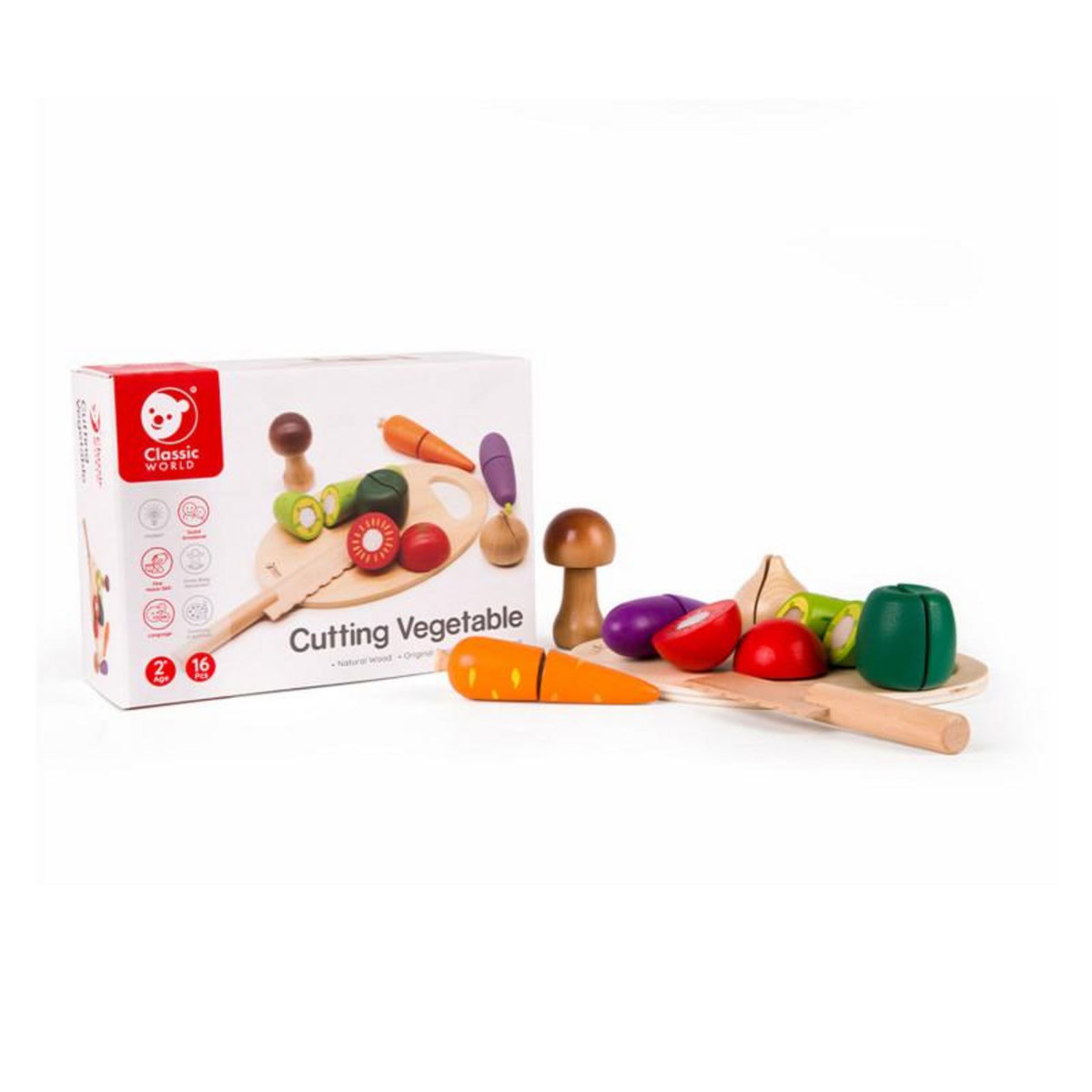 CLASSIC WORLD Classic World Wooden Cutting Vegetables with Knife and Cutting Board 2825