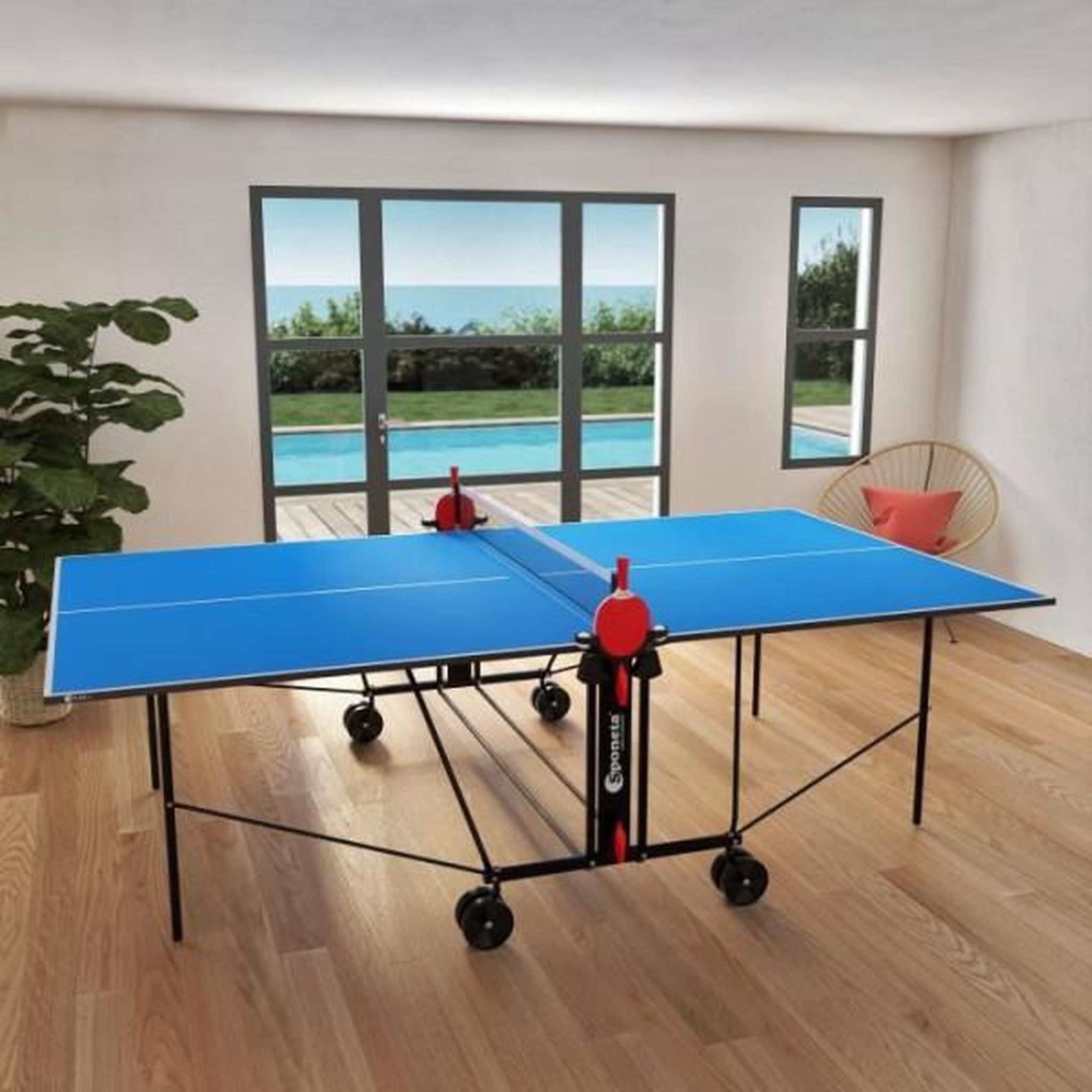 Voir la diapositive 3 : N/A SPONETA - Table Tennis de Table - Table Ping Pong Compacte - Usage Intérieur - Bleu et noir