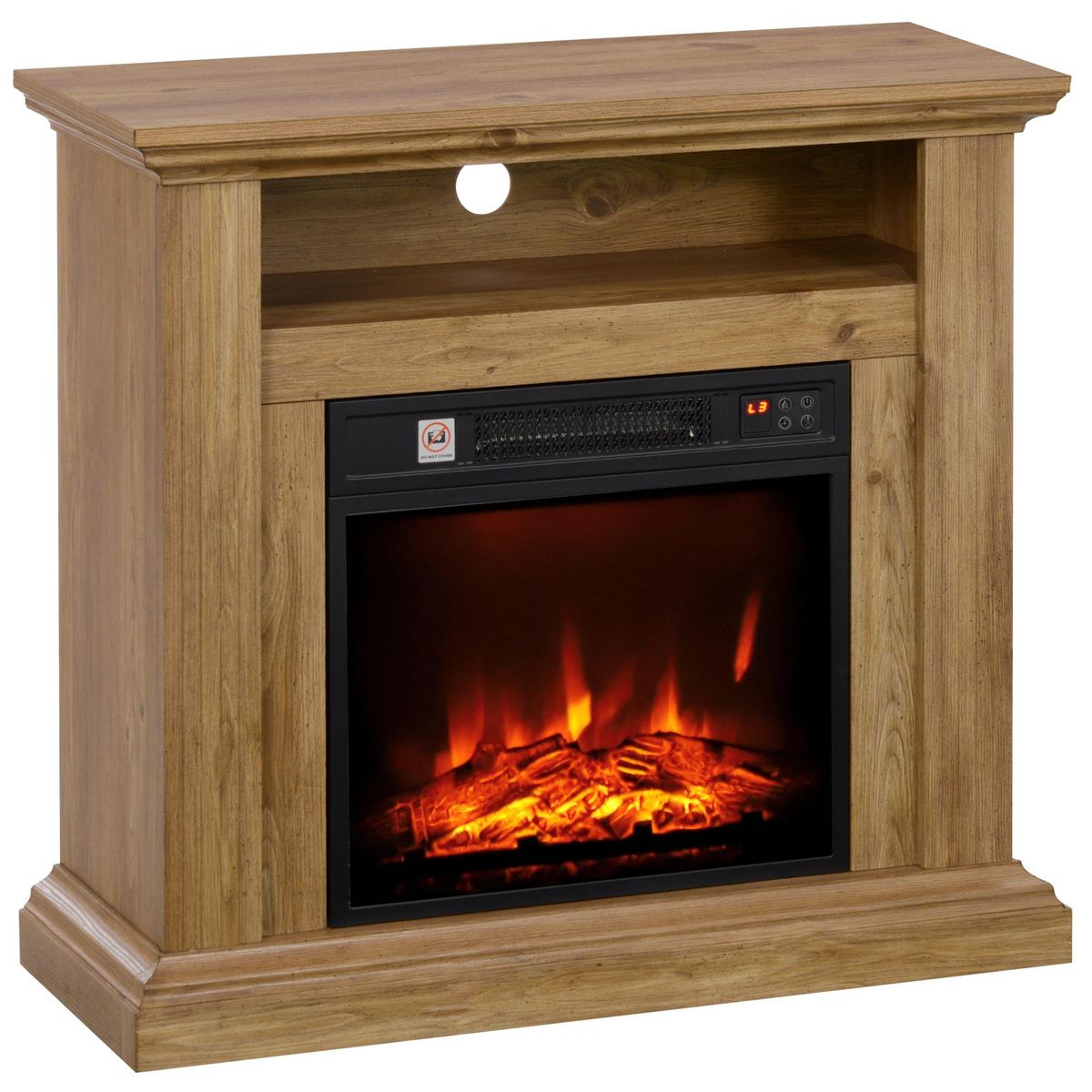 HOMCOM Cheminée électrique style montagnard aspect bois - niche, télécommande, timer - max. 1800W