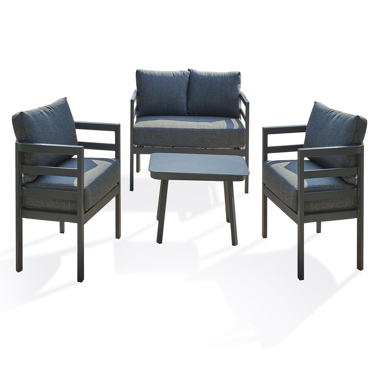 DCB GARDEN Salon de jardin 4 places en aluminium