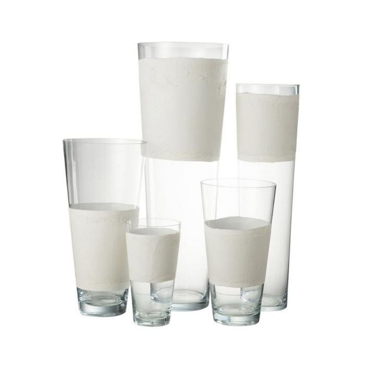 Paris Prix Vase Déco en Verre  Delph  60cm Transparent & Blanc