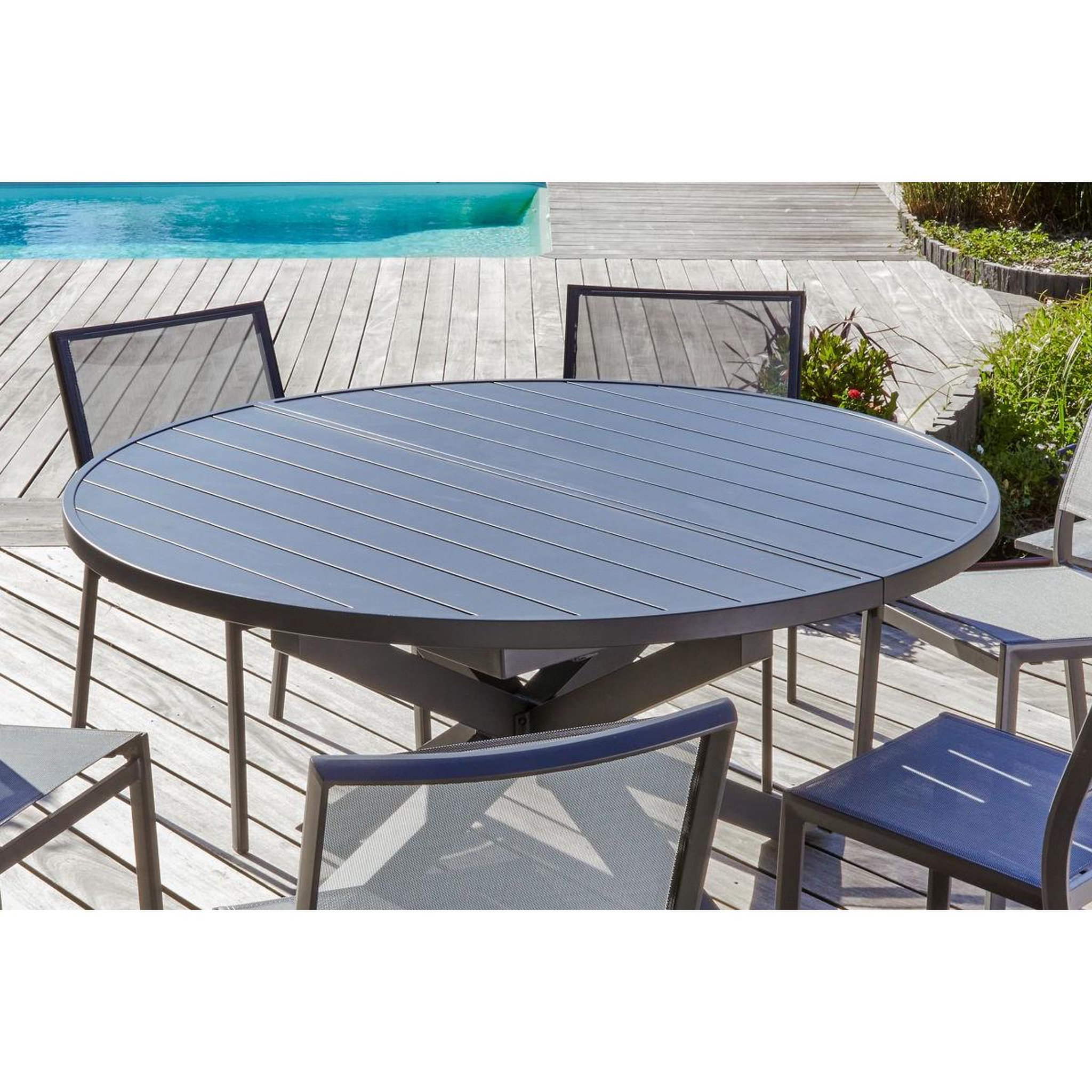 Voir la diapositive 3 : DCB GARDEN Table de jardin Extensible  Pelosa  145-199cm Gris Anthracite