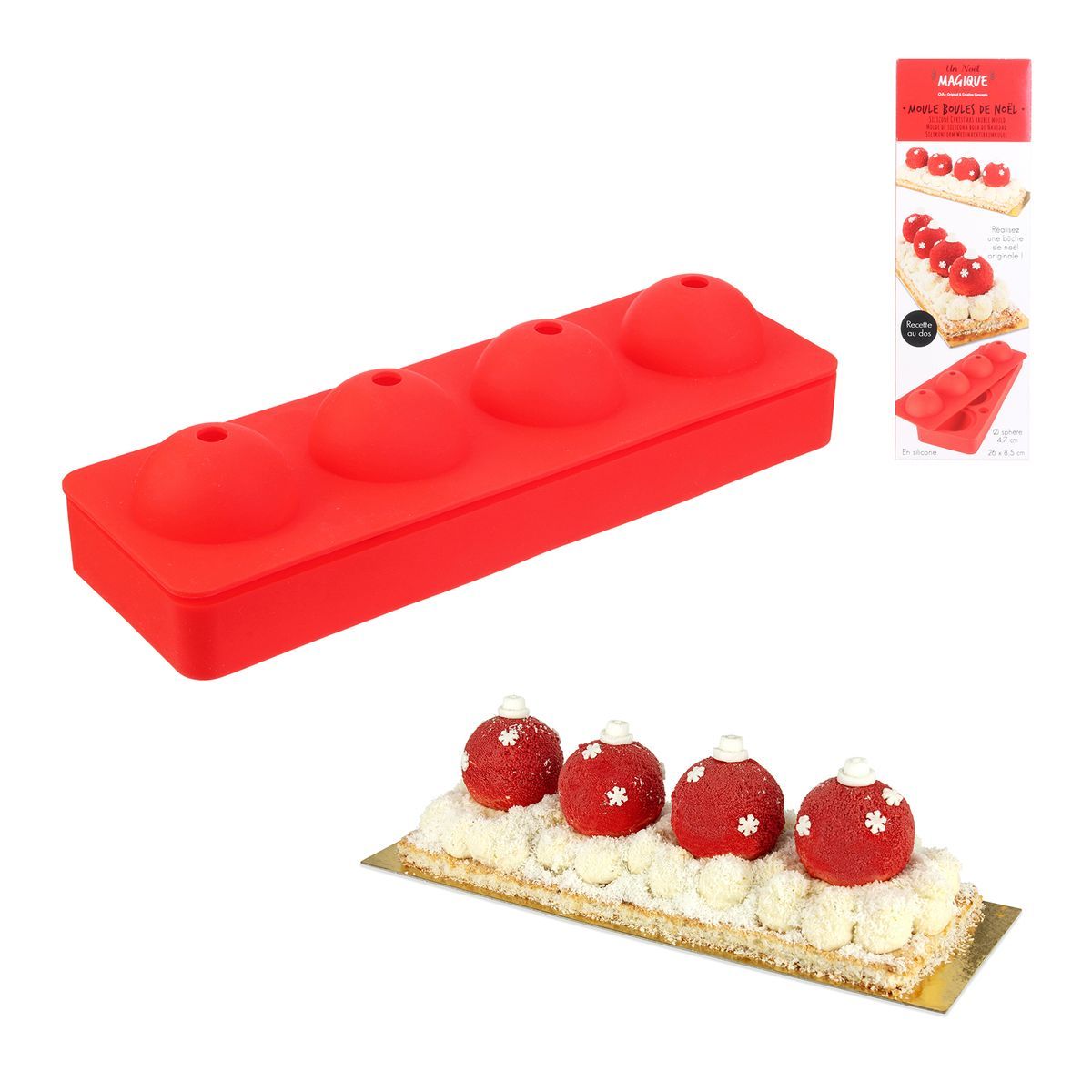 Moule boule de noël x4 silicone