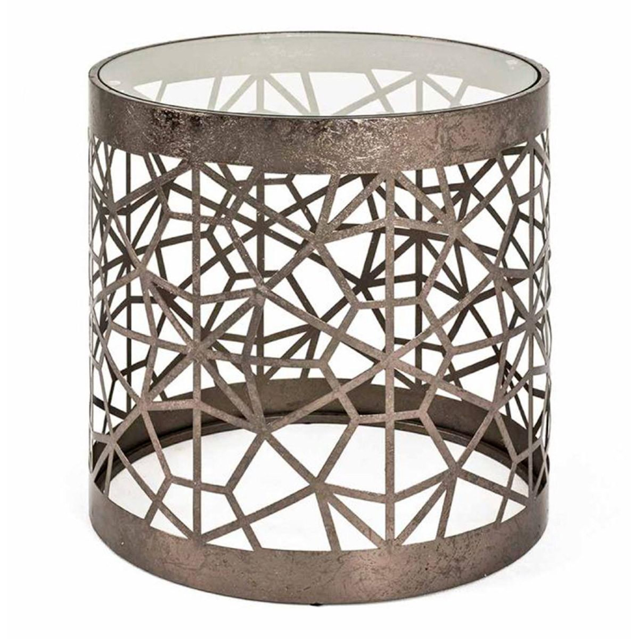 Paris Prix Table d'Appoint Ronde en Verre  Nila  50cm Bronze