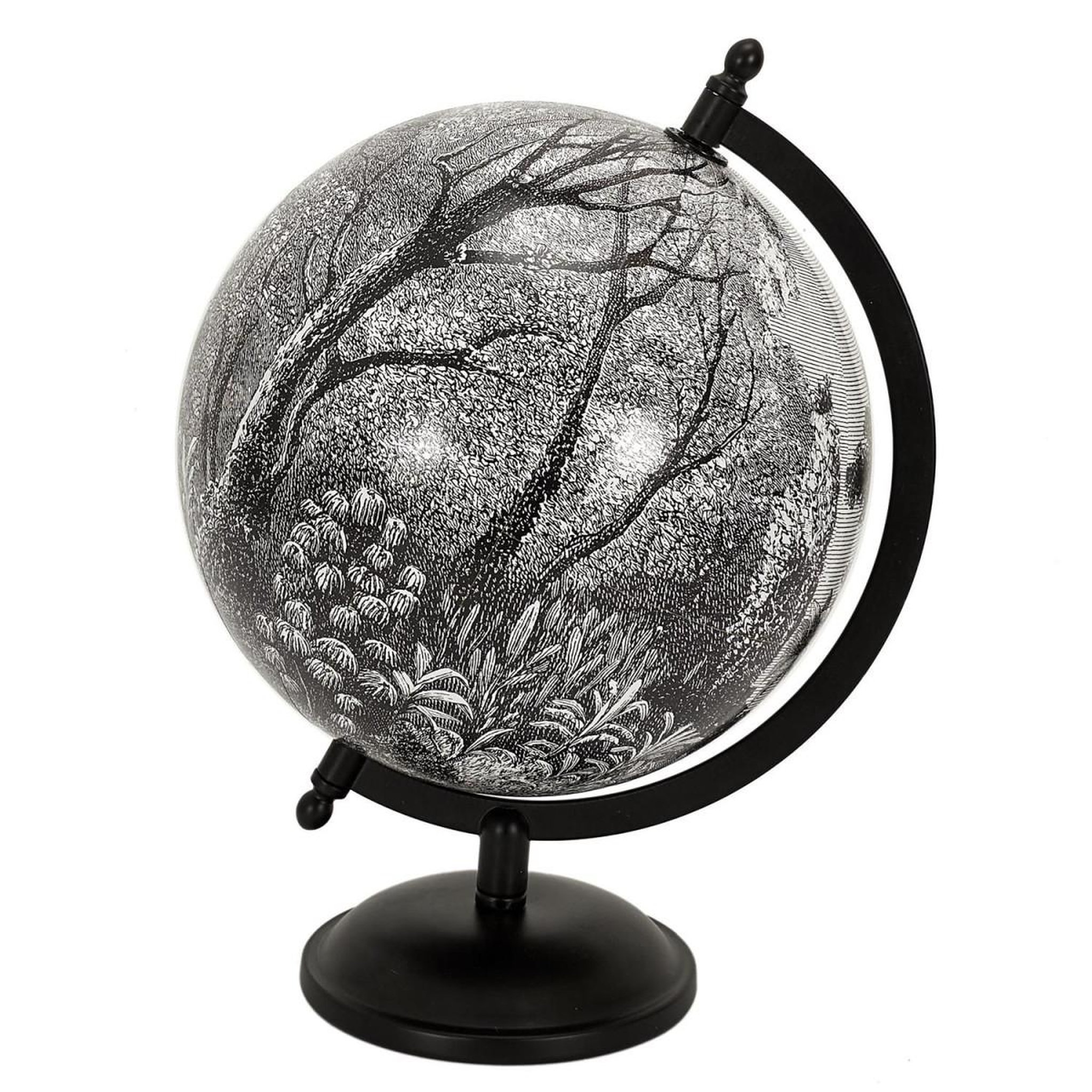 Voir la diapositive 2 : The Home Deco Factory Globe terrestre  black forest  31cm noir & blanc