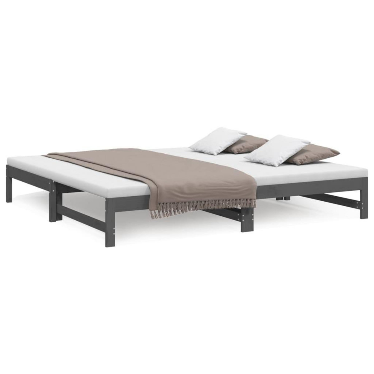 VIDAXL Lit coulissant sans matelas gris 2x(90x200) cm