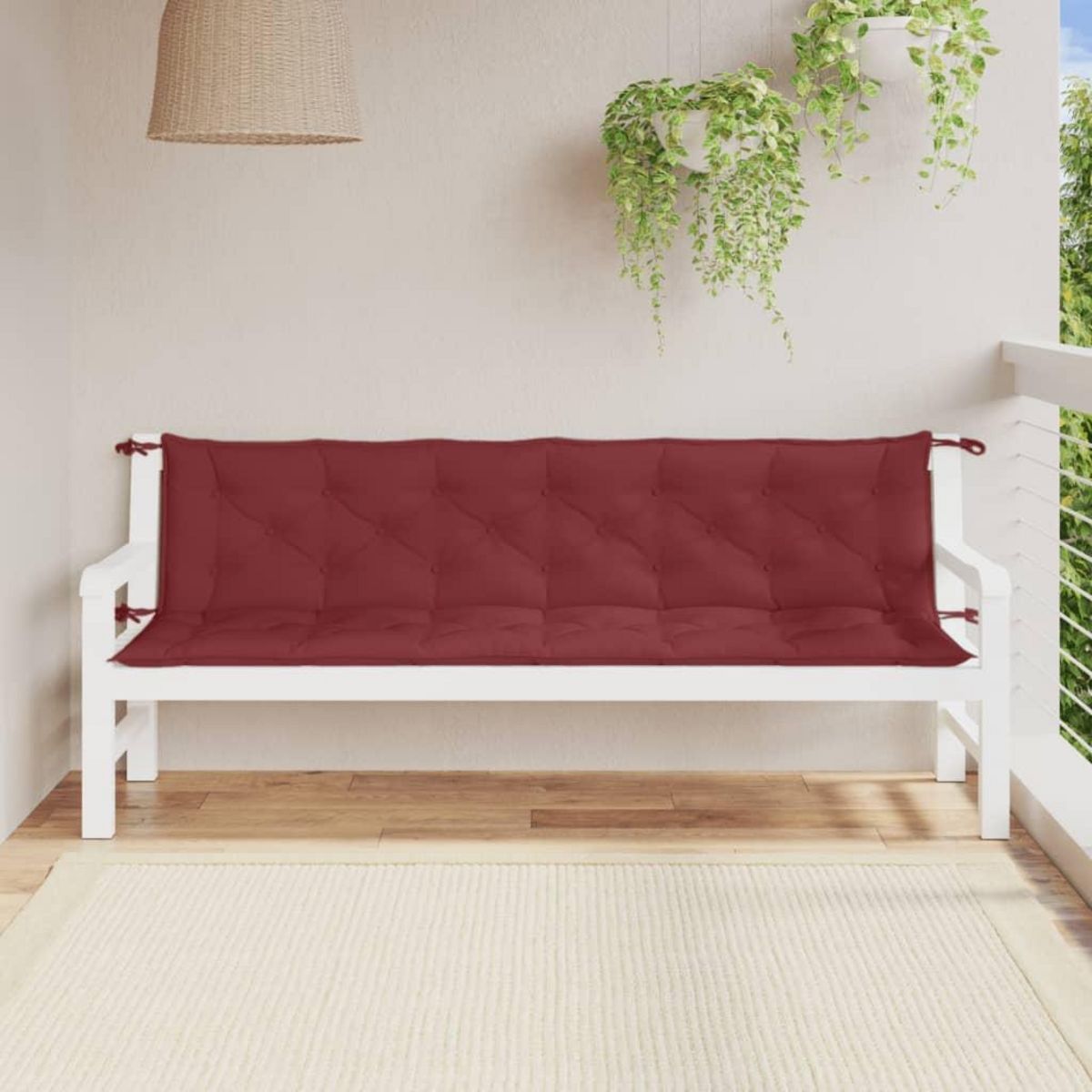 VIDAXL Coussins de banc de jardin lot de 2 rouge bordeaux melange