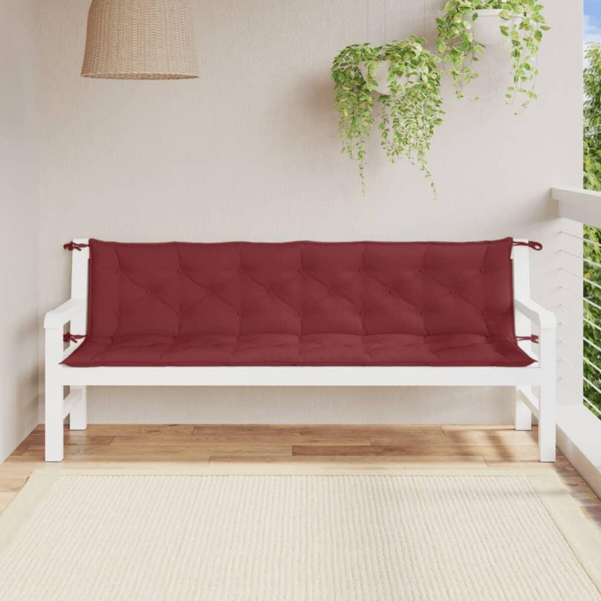 VIDAXL Coussins de banc de jardin lot de 2 rouge bordeaux melange