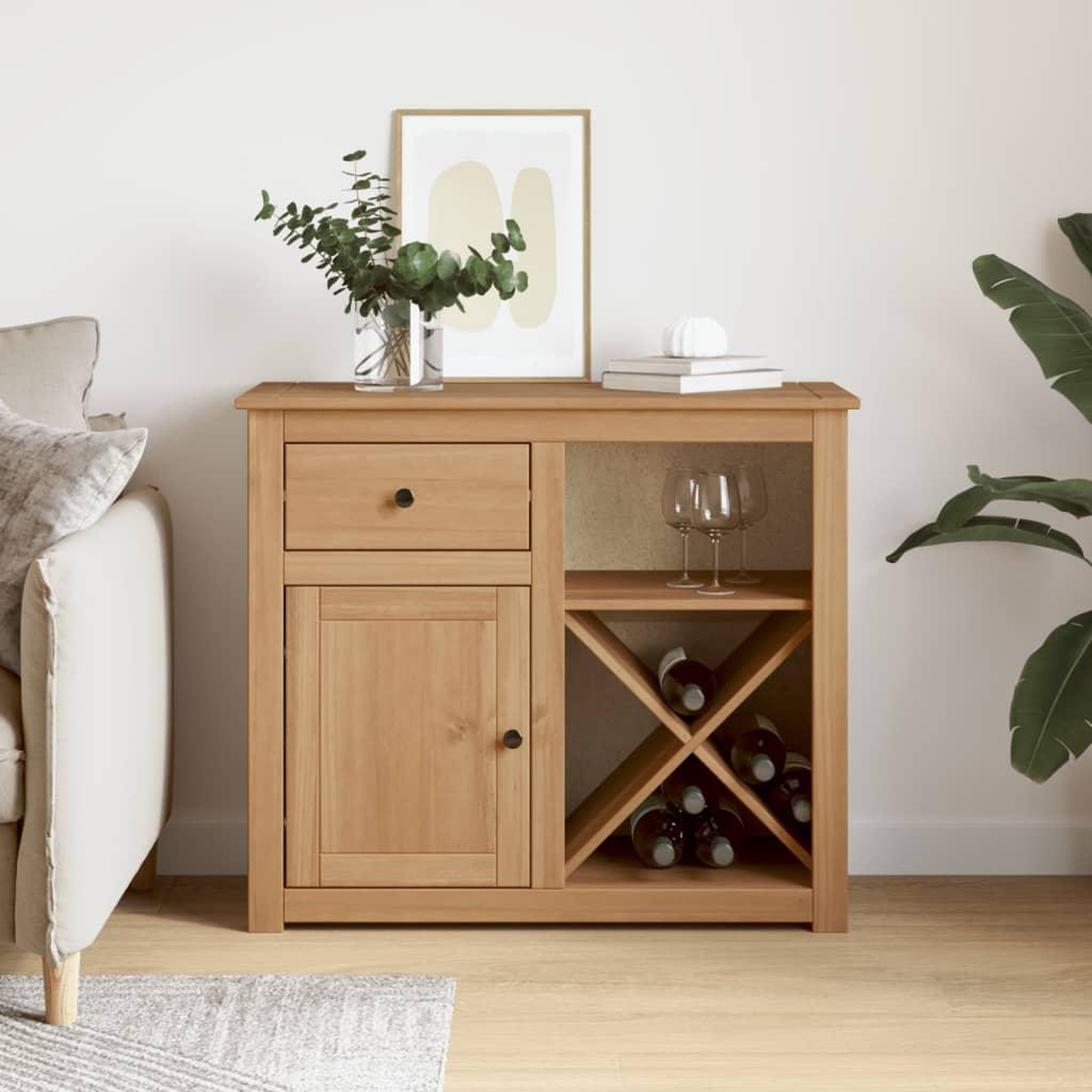 Voir la diapositive 3 : VIDAXL Buffet avec tiroir Panama 93x40x80 cm bois massif de pin