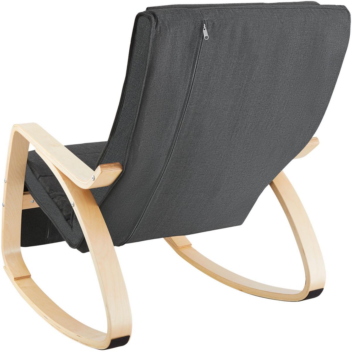 tectake Fauteuil à bascule Avec des accoudoirs, cadre en bois de bouleau gris foncé