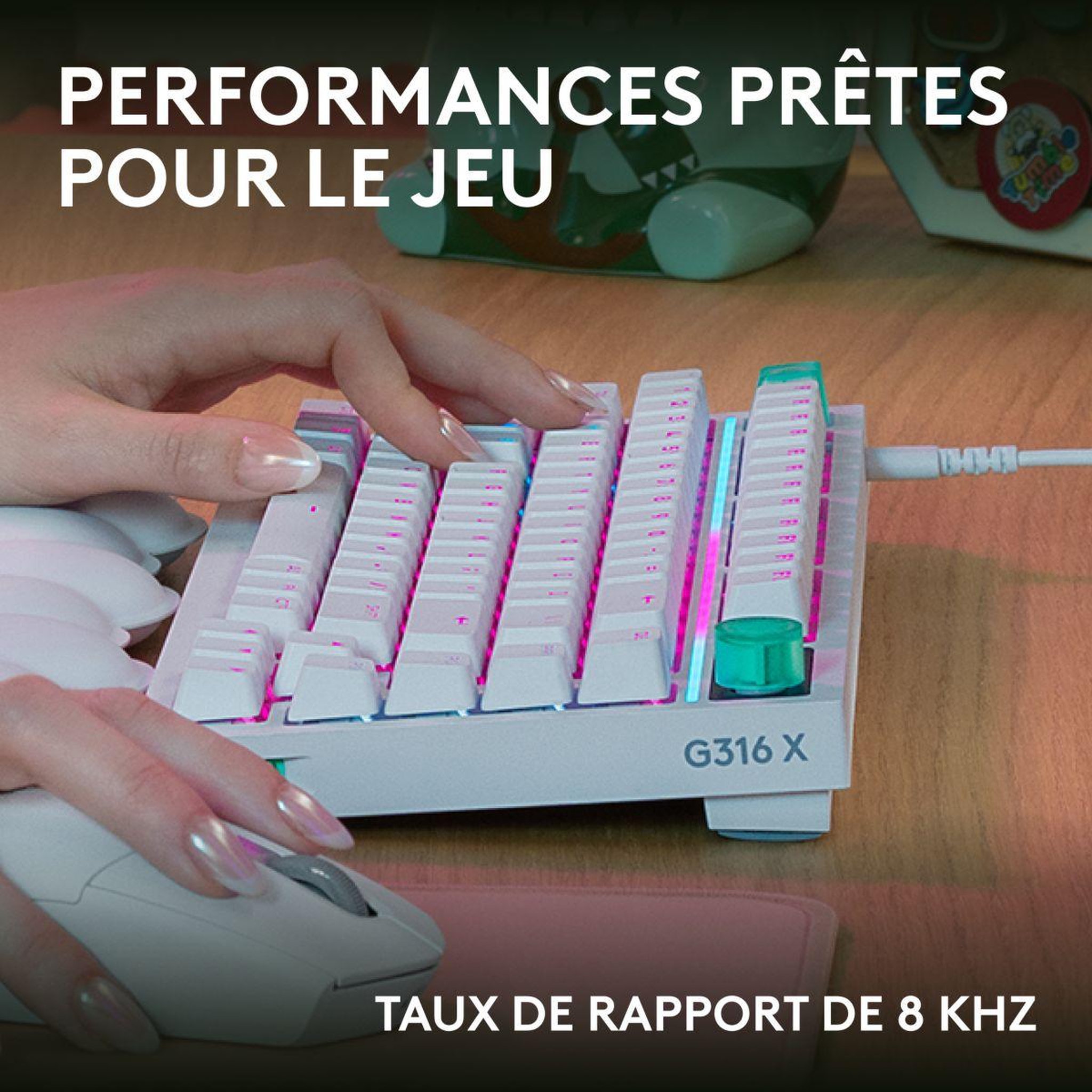 Voir la diapositive 3 : Logitech Clavier gamer sans fil G316 X 75 Blanc