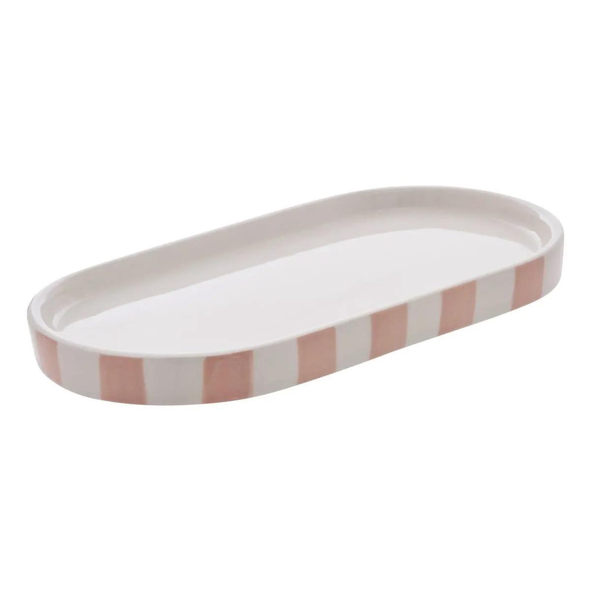 FIVE Plateau de salle de bain en céramique  strio  23cm rose