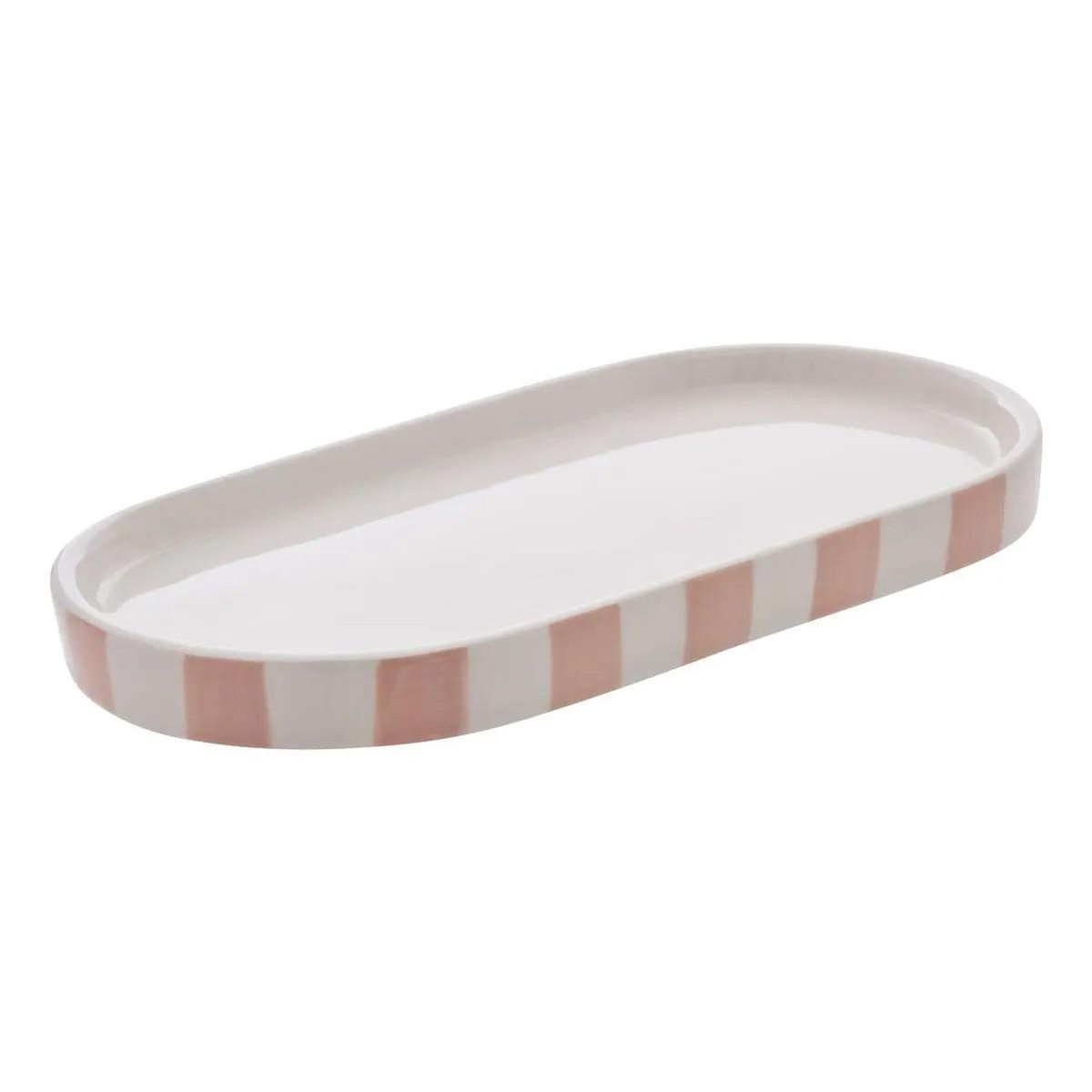 FIVE Plateau de Salle de Bain en Céramique  Strio  23cm Rose