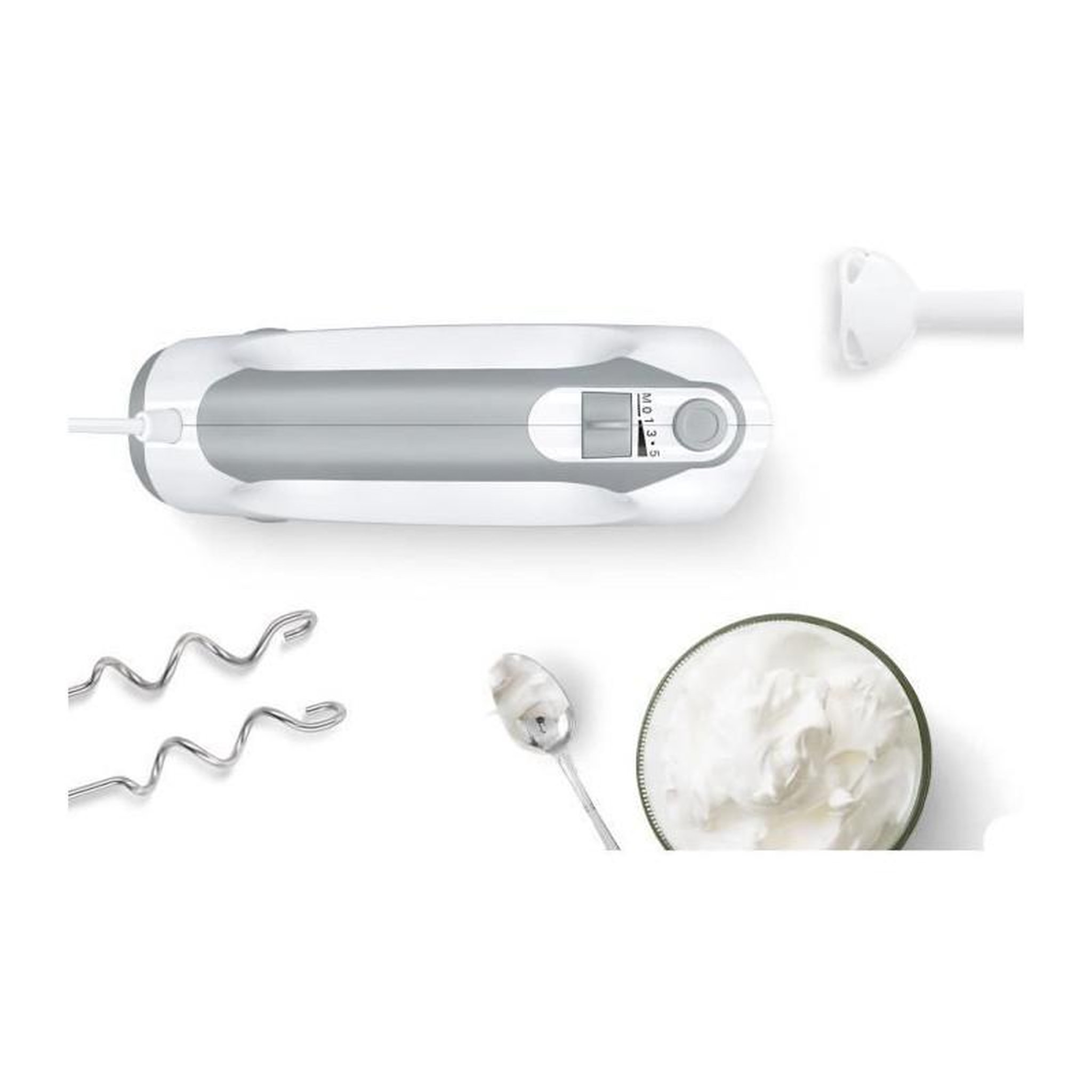 Voir la diapositive 6 : BOSCH Batteur Blanc/Gris MFQ36440