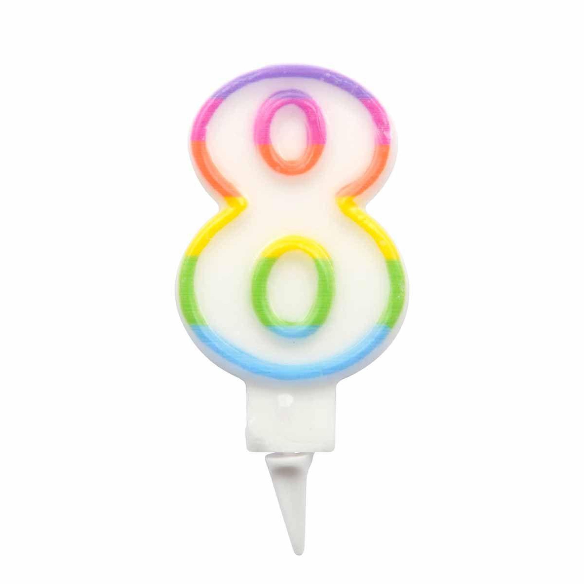 HOMEA Bougie d'Anniversaire  Chiffre 8  7cm Multicolore