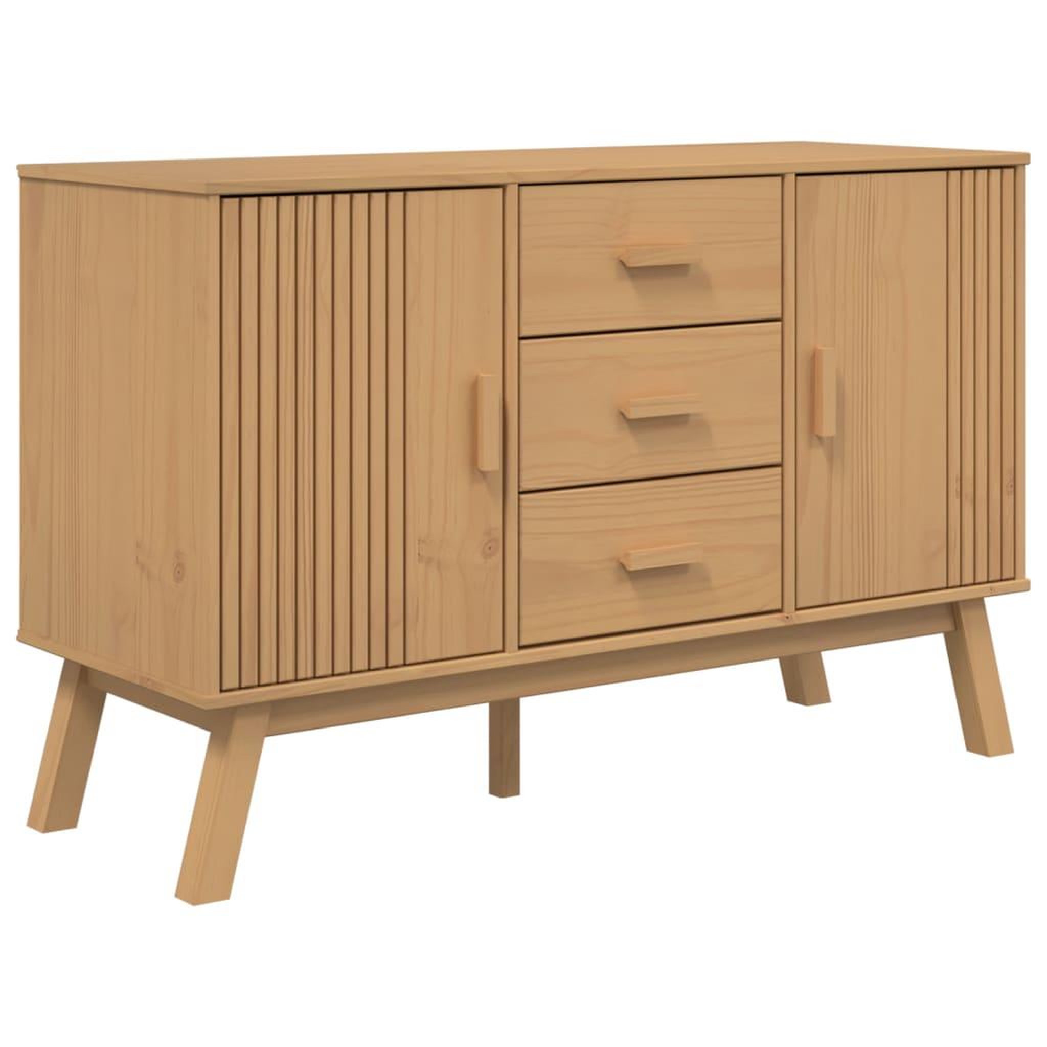 Voir la diapositive 2 : VIDAXL Buffet OLDEN marron 114x43x73,5 cm bois massif de pin