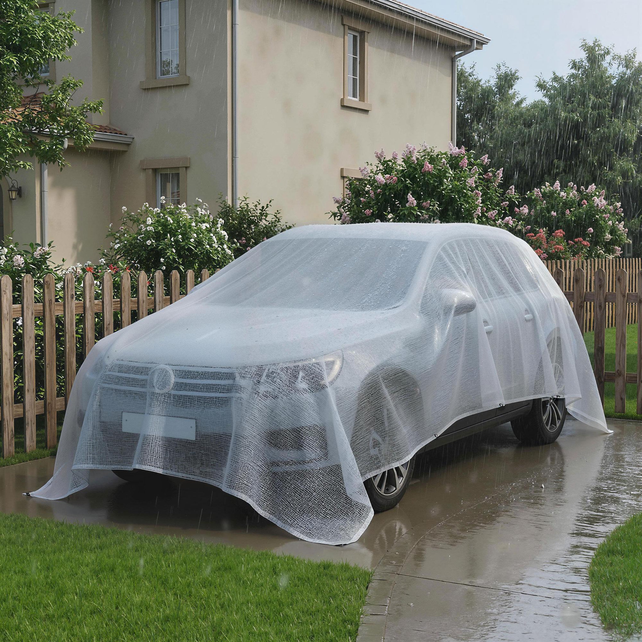 Voir la diapositive 6 : OUTSUNNY Bâche de protection blanche intérieur/extérieur 6x4m 140g/m²